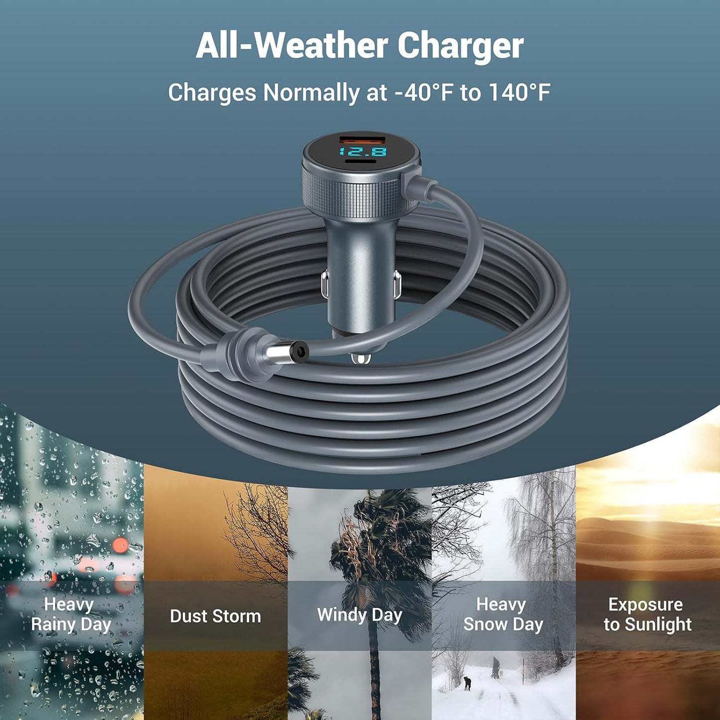 Starlink Mini Cable,3-in-1 Starlink Mini Car Adapter with Digital Display, Starlink Mini Power Cable12V-48V,Cigarette Lighter Adapter with USB C PD 40W& USB A 35W Ports for Trucks and Cars(10FT)