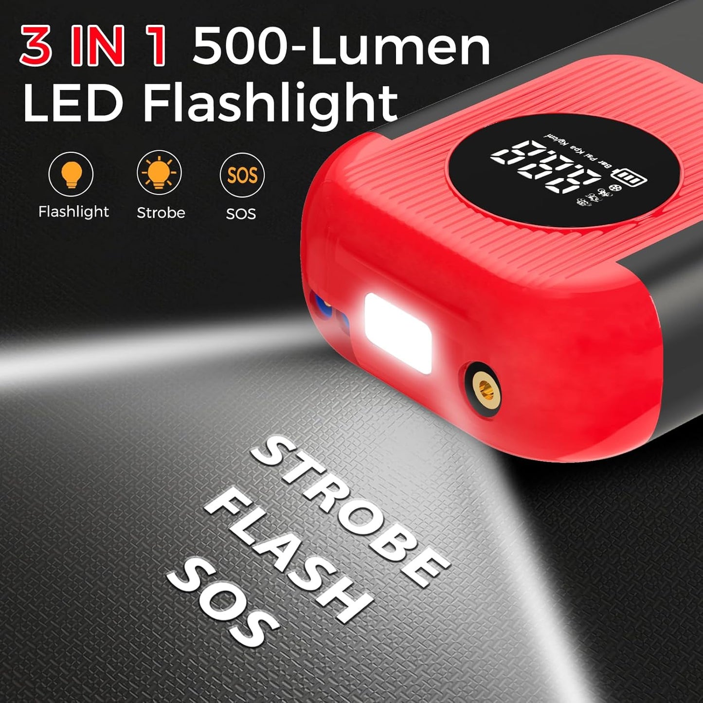 Tire Inflator Portable Air Compressor, 5X Faster Inflation 150PSI&20000mAh Battery Air Pump, Tire Pressure Gauge, 12V Car Power Adapter for Car Motorcycle Balls Bike Pump