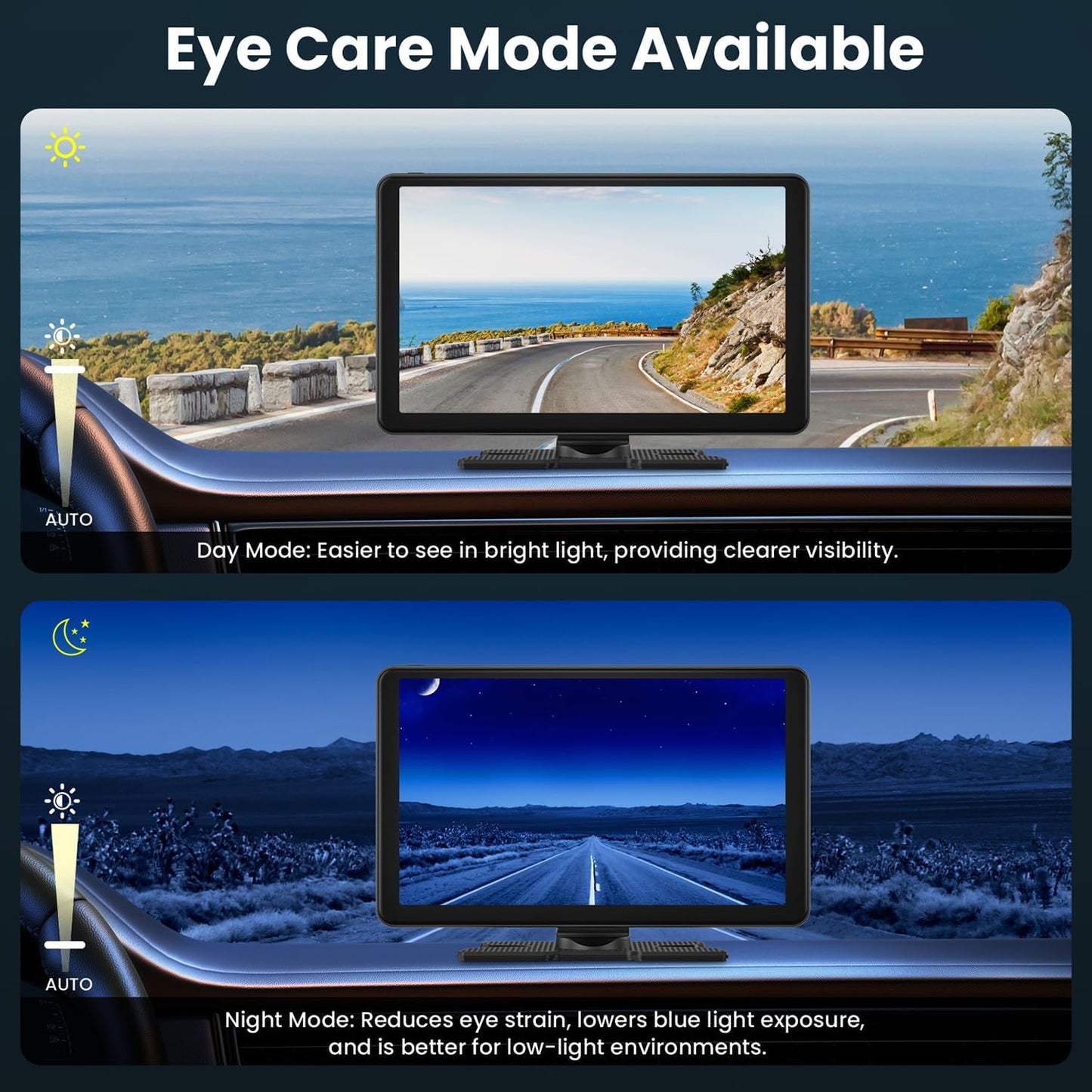 Compatible Wireless Apple CarPlay Android Auto Screen for Car, 2K Dash Camera 9 Inch 1080P Touch Screen Stereo Bluetooth Portable GPS Navigation Vedio Player Mirror Link, Airplay, Siri, Voice Control