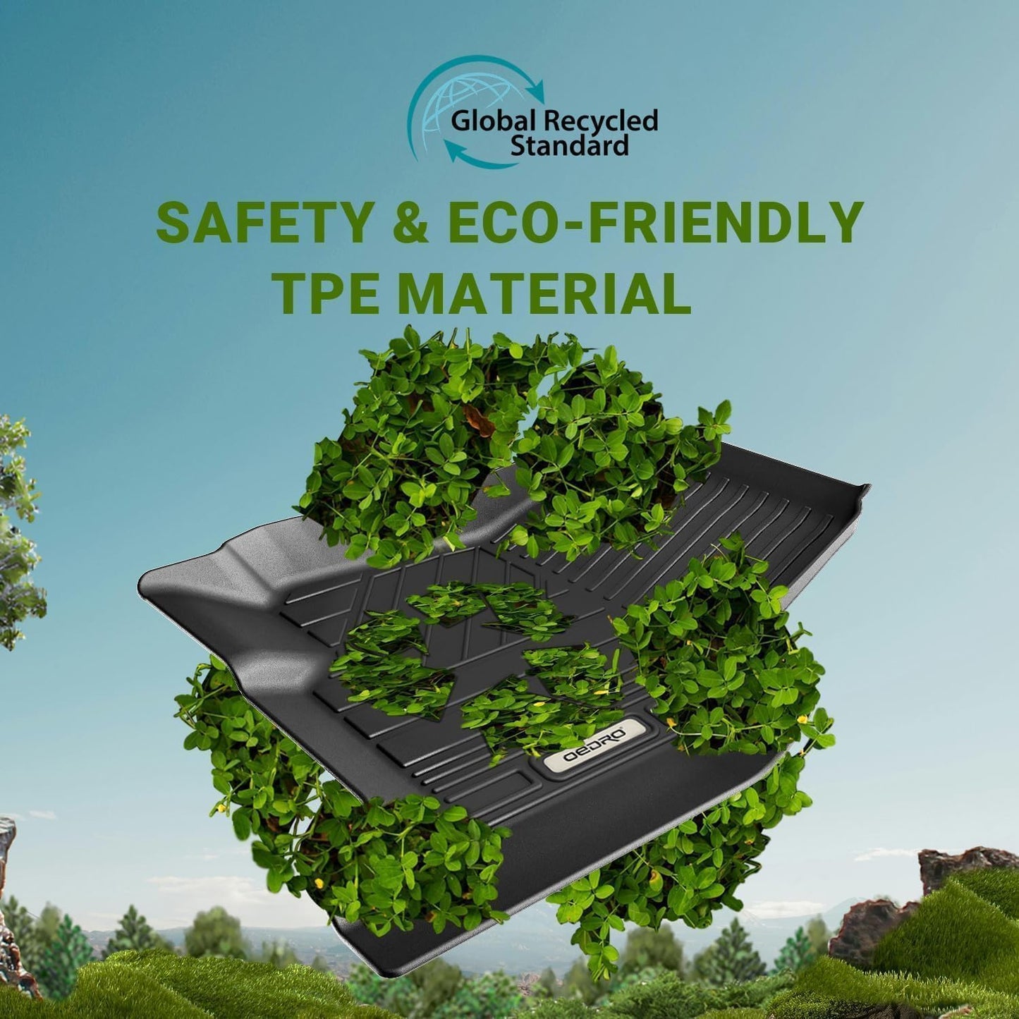 OEDRO Upgraded Floor Mats Fit for Toyota Grand Highlander 2024 2025 w/Subwoofer 7 Seat (Include Hybrid), TPE Interior Seat Back Covers and Cargo Liner Behind 3rd Row (Trunk Mat with Backrest Mat)