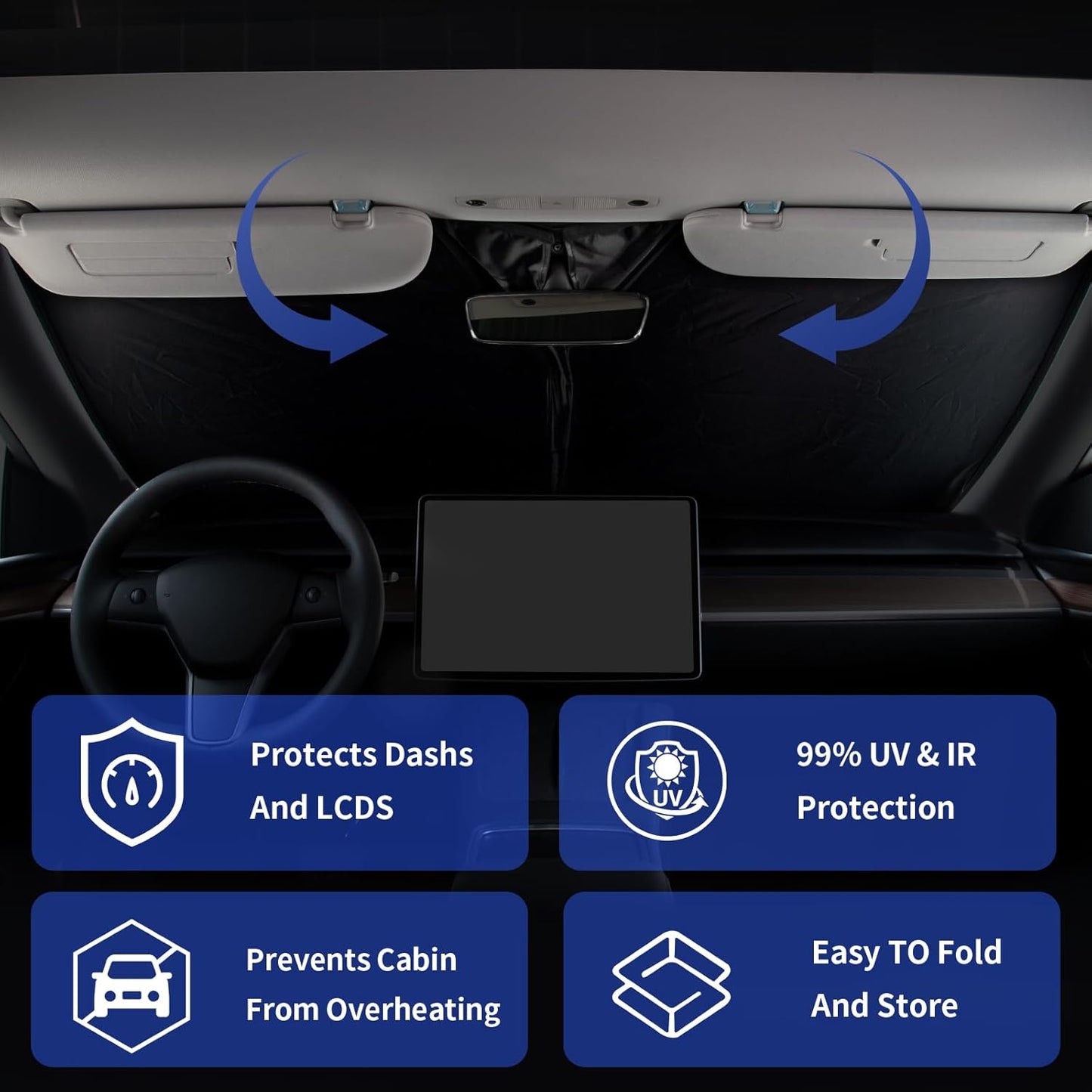 Custom Fit Tundra 2021 Windshield Sun Shade Window Sunshade for 2007-2020 Toyota Tundra Windshield Cover Limited SR5 Platinum TRD Pro Pickup Sun Visor UV Protector Heat Shield Truck Car Accessories