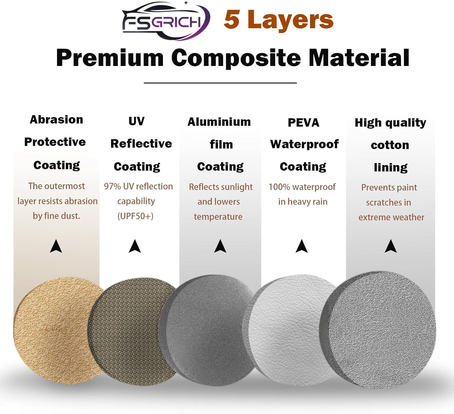 RAV4 Car Cover Waterproof All Weather Compatible with Toyota RAV4(2006-2024), Outdoor Anti-UV Sun Rain Protection Full Exterior Cover (Camel with Brown)