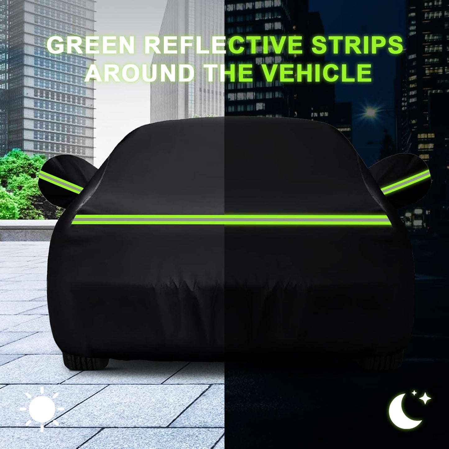 QUNSUNUS Waterproof Car Cover for Chevy Caprice 1966-1970 and 1977-1996, All Weather Outdoor Crown Victoria Cover 1992-2012 with Straps and Zipper