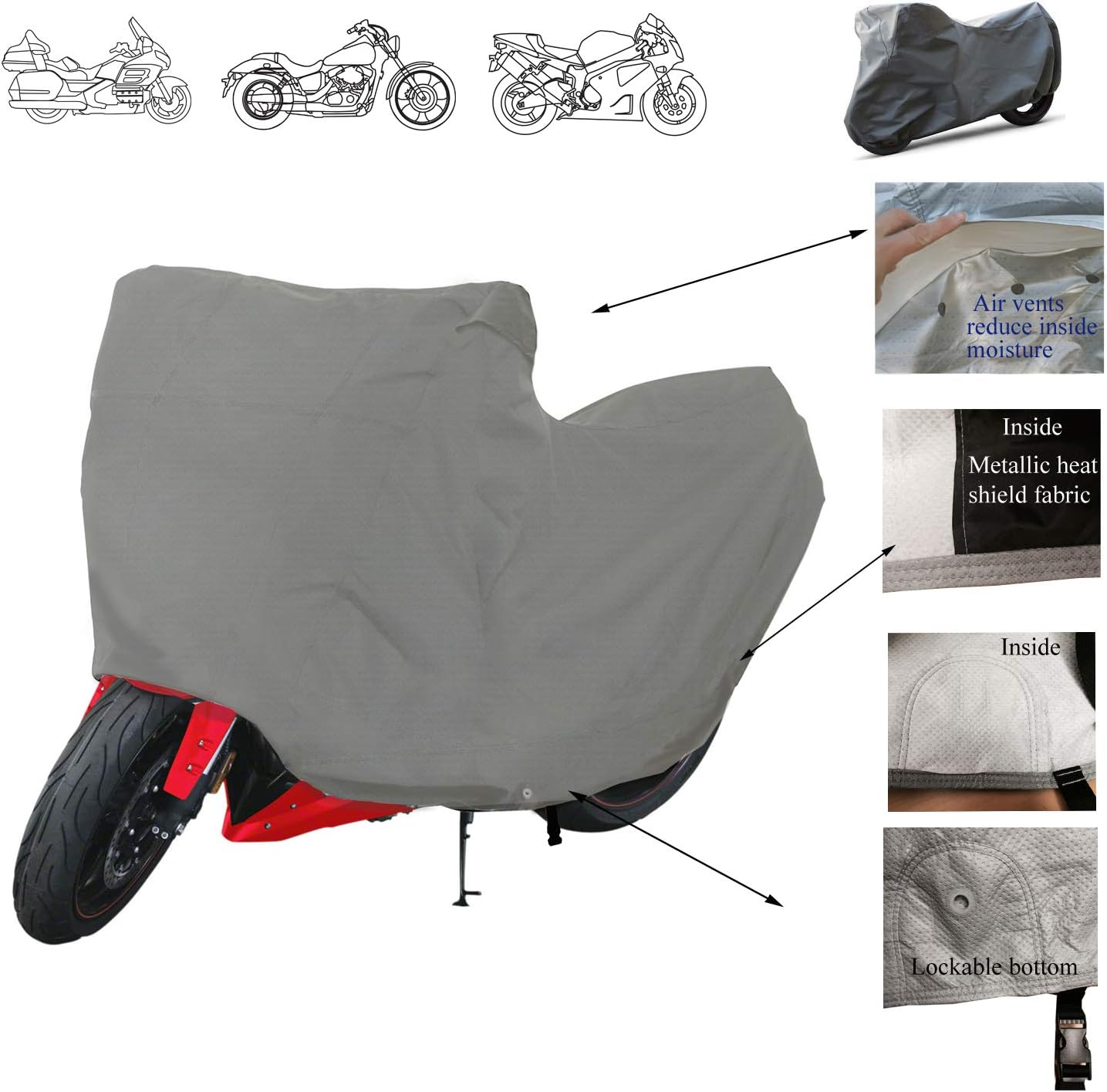 SavvyCraft Supreme Motorcycle Storage Cover for Sports Bikes, Cruisers Fit up to 97" L