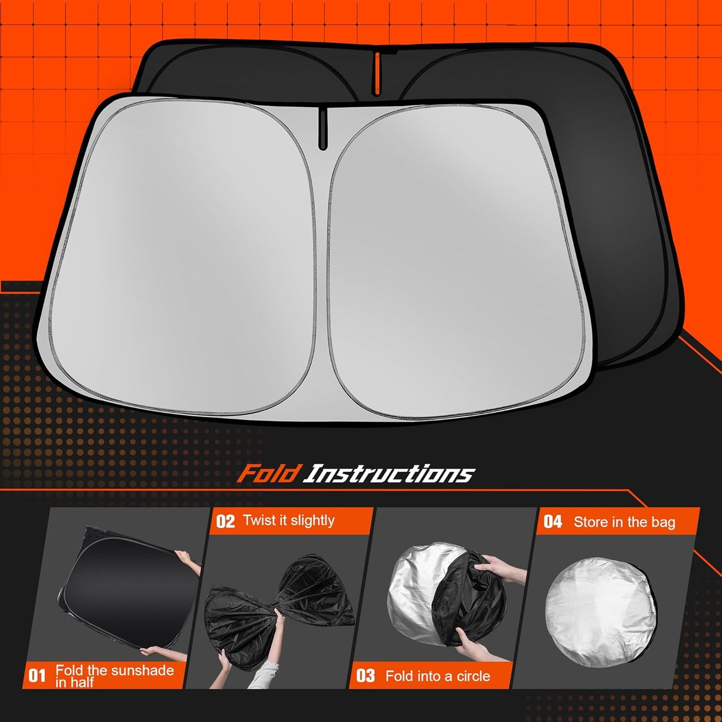 Custom Fit Windshield Sun Shade for Honda Civic 2022-2025 11th Gen- Full Coverage, 210T Reflective Fabric, Double-Layer Design - Blocks 99% UV Rays, Keeps Car Cool, Easy to Install and Store