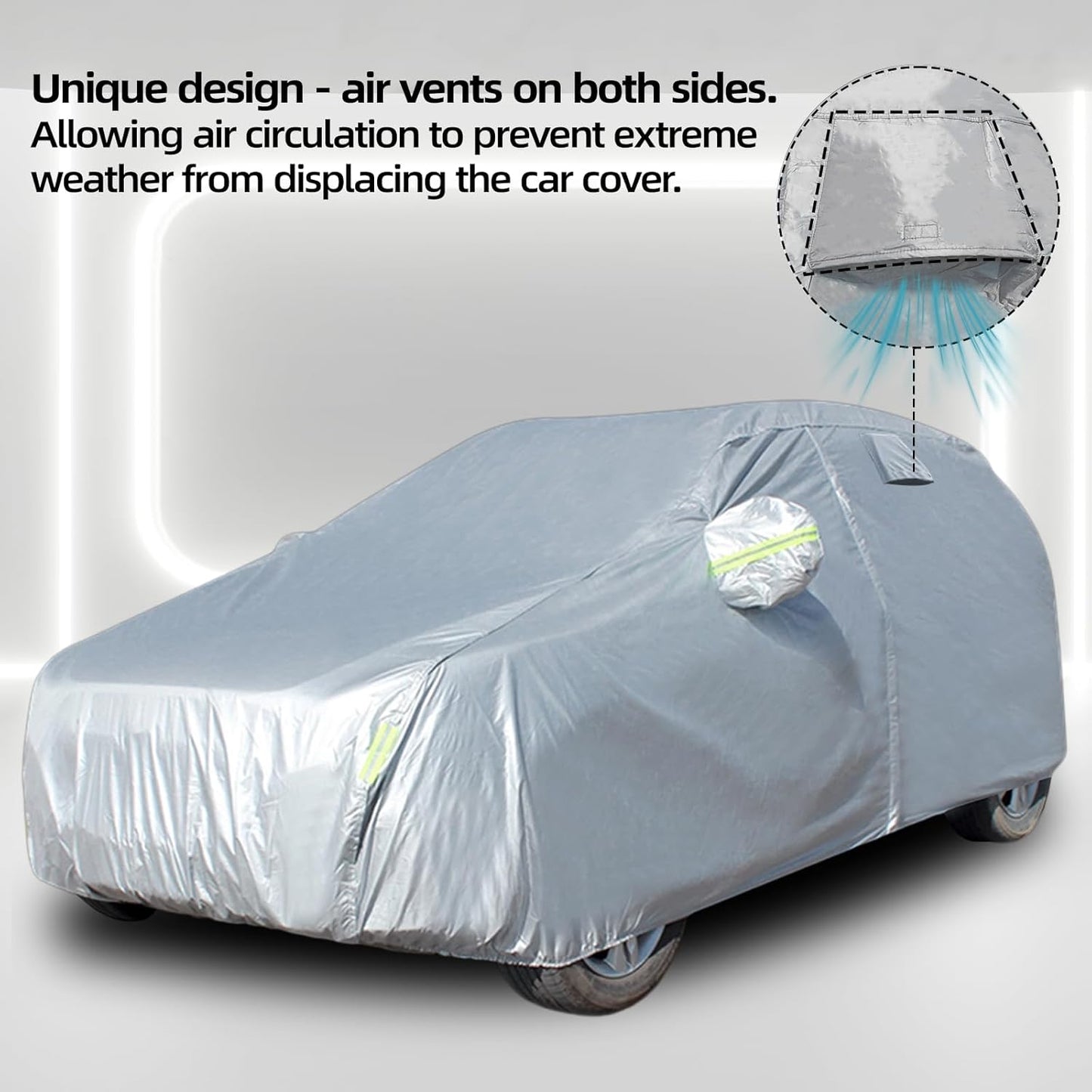 Car Cover Waterproof All Weather for Automobiles, Universal Heavy Duty Outdoor SUV Car Covers for Sun Rain UV Protection Full Exterior Covers Aluminum Film 182 to 191 Inch