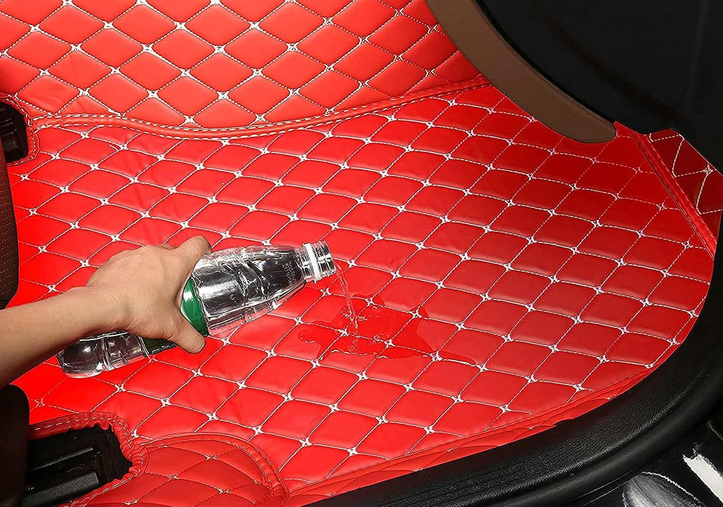 Custom Artificial Leather Waterproof All-Weather Car Floor Mats Fit for 99% Sedan SUV Sports Car Vehicle Car Mat (Beige Black Beige)