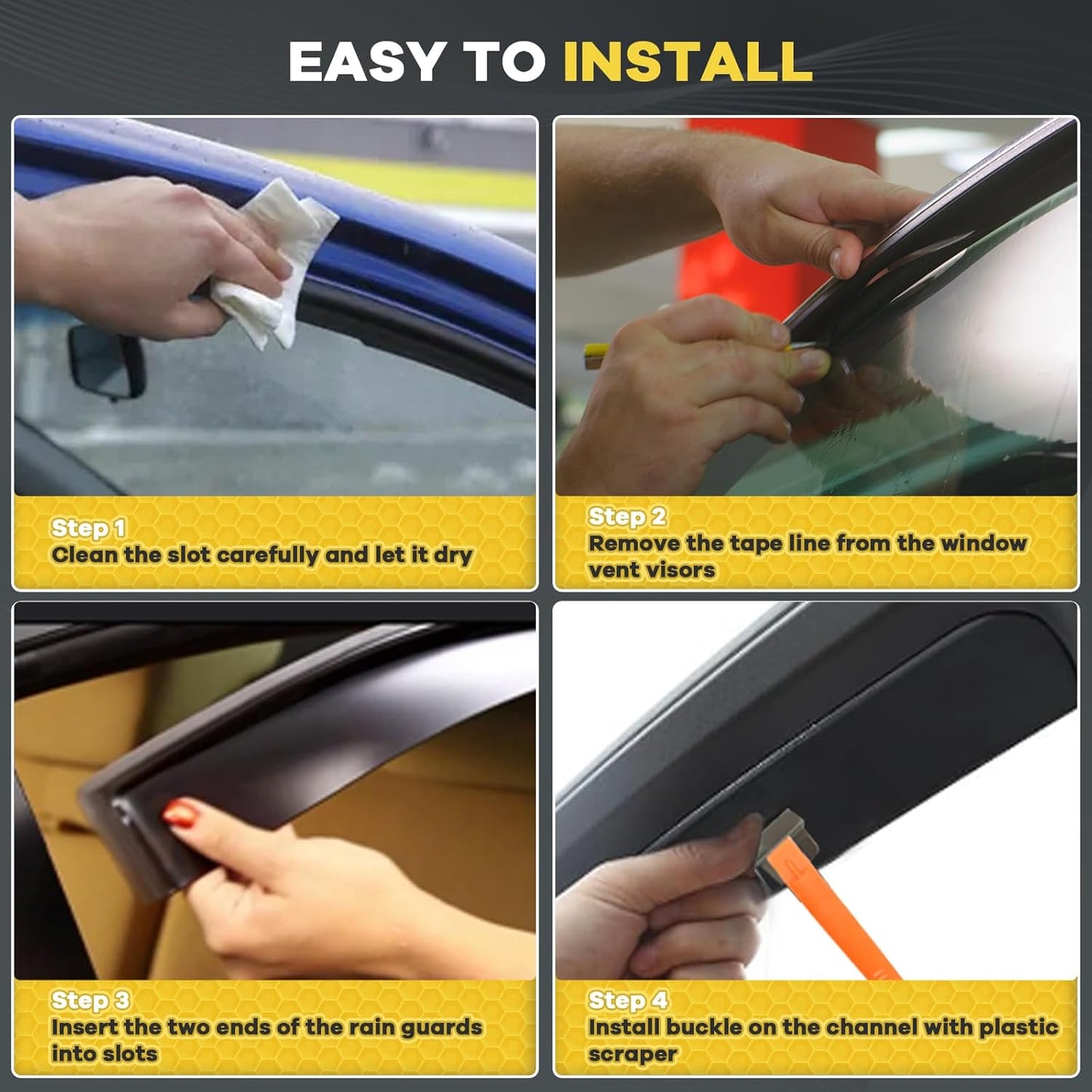 in Channel Rain Guards for 2015-2022 Chevy Colorado/GMC Canyon Crew Cab, Smoke Tinted Side Window Wind Deflectors, Vent Window Visors Shade Shield, 2016 2017 2018 2019 2020 2021