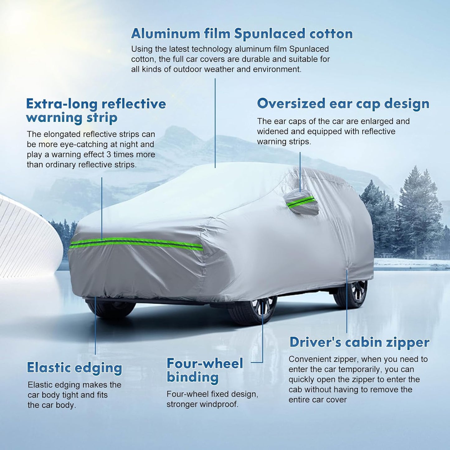 KEYOOG 6-layer Full Car Cover Is All-weather Waterproof, Universal In All Seasons, Snow Prevention, Rainproof, Acid Rainproof, Sunscreen, Ultraviolet-proof, Universally Applicable To Sedan (196"-207")