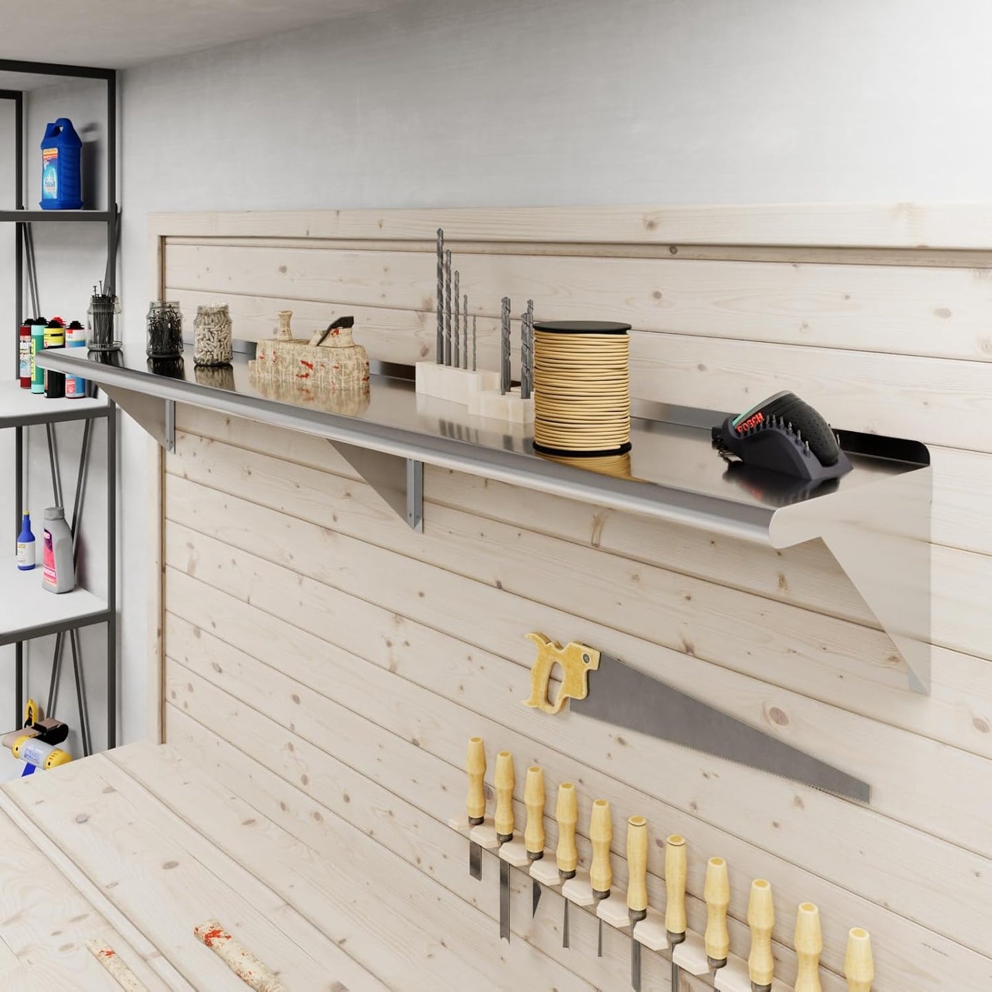 AmGood 72" Long X 12" Deep Stainless Steel Wall Shelf | NSF Certified | Appliance & Equipment Metal Shelving | Kitchen, Restaurant, Garage, Laundry, Utility Room