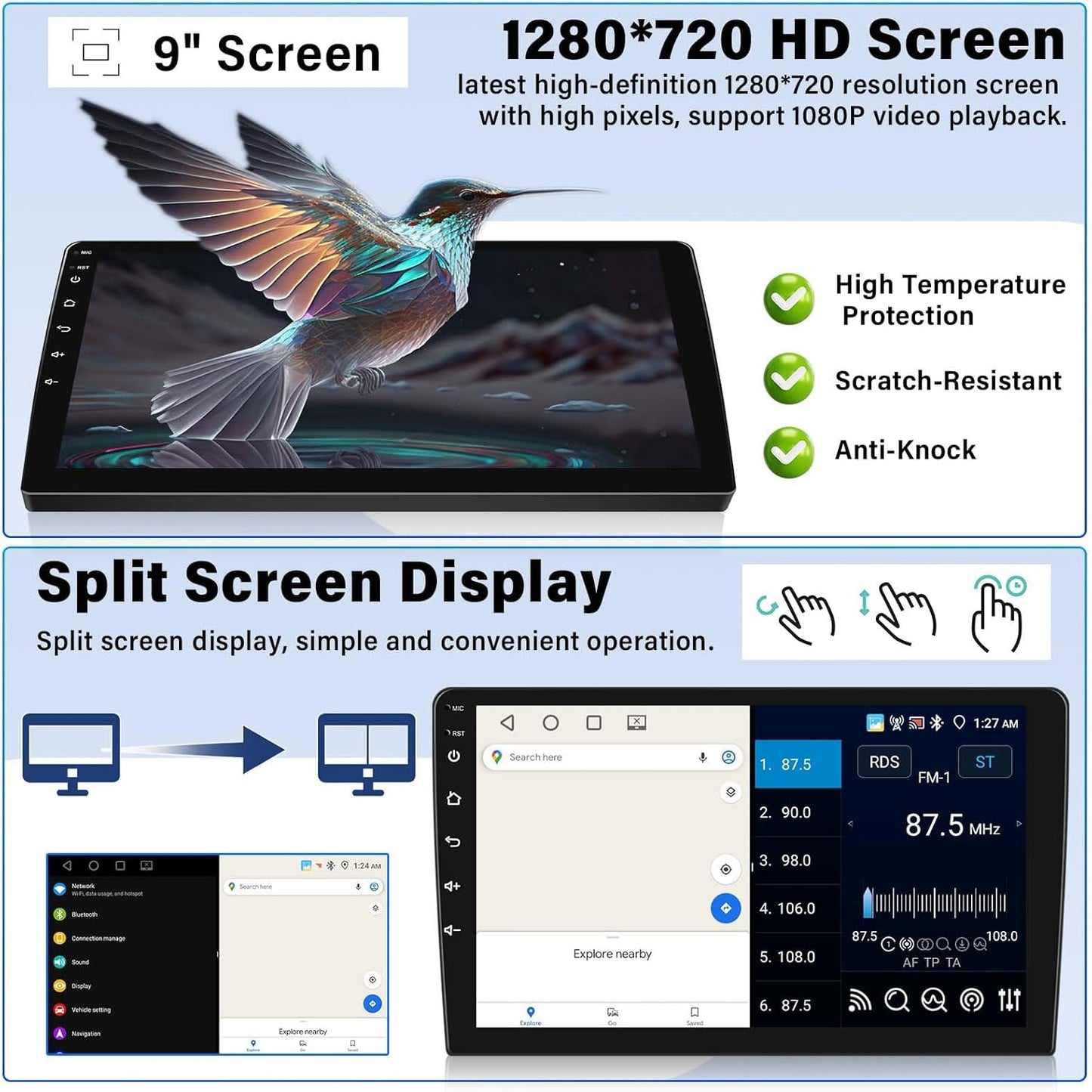 UNITOPSCI 4G+64G Radio for Subaru Forester WRX Impreza 2015-2018 Android Car Stereo CarPlay Android Auto Bluetooth 5.0 GPS 9 Inch 1280 * 720 Touchscreen DSP 32 EQ FM/RDS WiFi SWC Backup Camera Mic