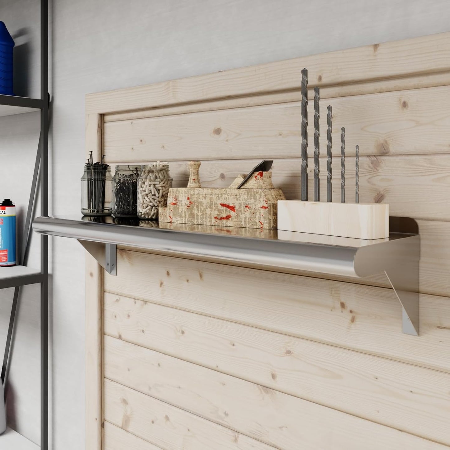 AmGood 30" Long X 8" Deep Stainless Steel Wall Shelf | NSF Certified | Appliance & Equipment Metal Shelving | Kitchen, Restaurant, Garage, Laundry, Utility Room