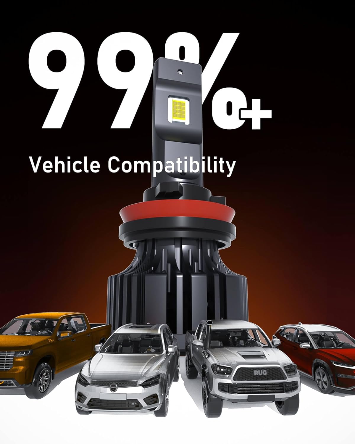 Hikari 2025 25000LM 9007 HB5 Dual Beam LED Bulbs, Fog Light, 45W Upgraded Core Chips, High Lumens LED Kit, 6000k Cool White, IP68 Waterproof, Foglight