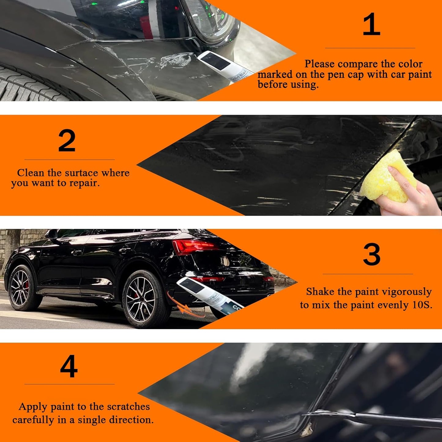Ibis White(LY9C/T9) Touch Up Paint Compatible with Audi, Car Paint Pen Scratch Repair Two-In-One Touch Up Paint, Premium Car Scratch Remover for Deep Scratches