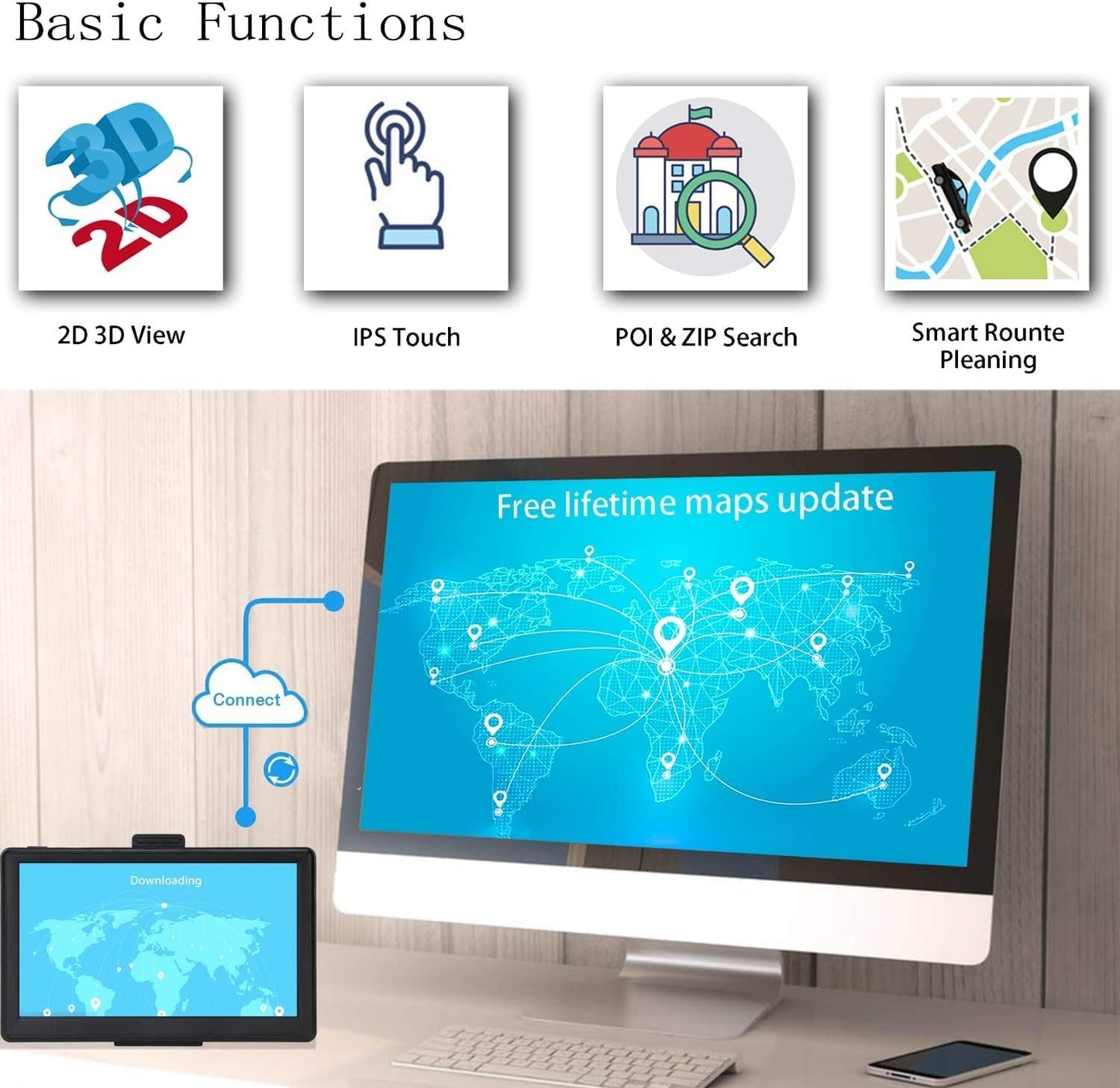 Truck GPS Commercial Drivers 2025, Trucker Car GPS Navigator, 9 inch Navigation System with Lifetime Map Updates, Voice Assistant, Speed Limit Warnings