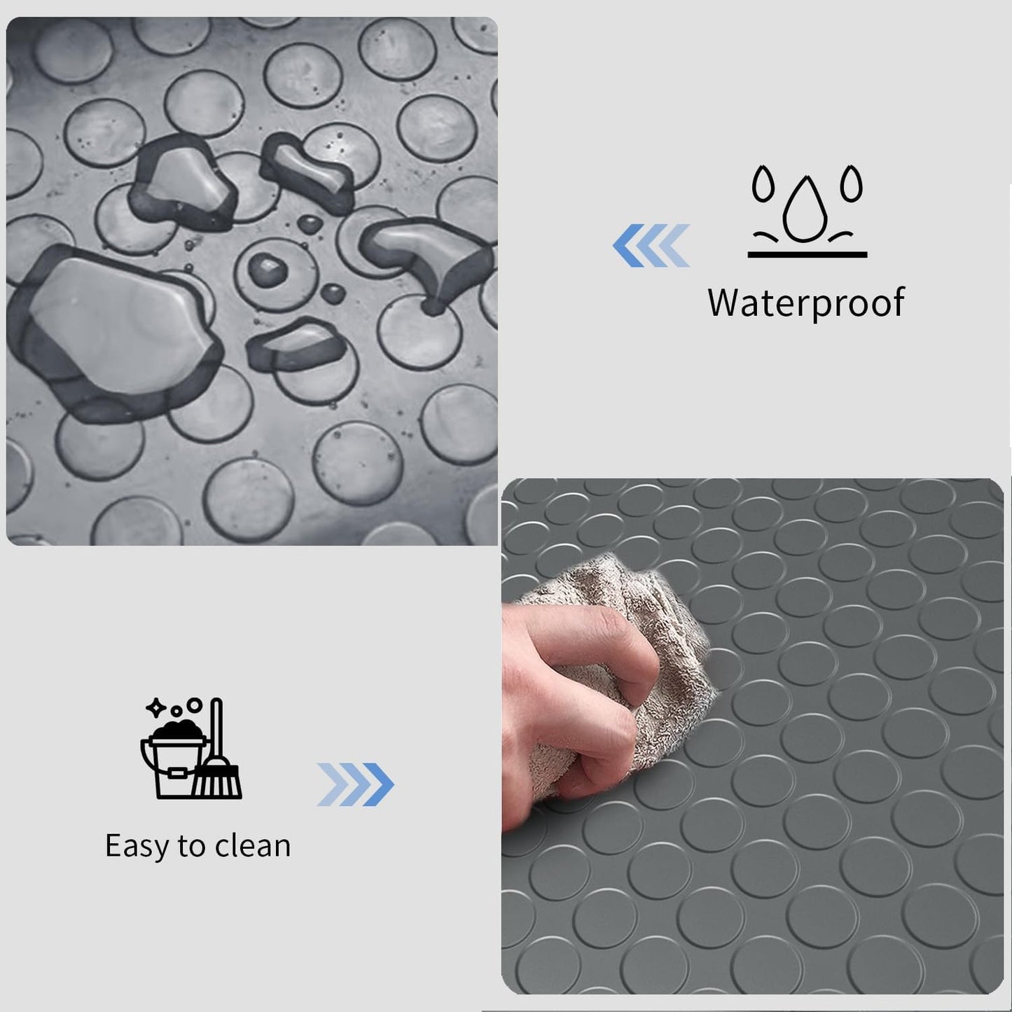 Premium Garage Floor Mat, Commercial Grade Heavy Duty Parking Mat for Garage Floor, Golf Cart Parking, Water/Stain Resistant Floor Runner (Grey Coin, 2 Rolls x 4 x 13 Feet)