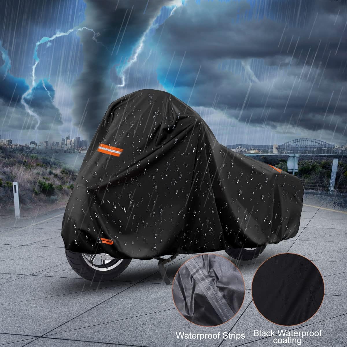420D Motorcycle Cover for Harley Davidson Touring Models Road King, Road Glide, Street Glide, Electra Glide, Heritage Classic, Low Rider Outdoor Bike Cover Waterproof Fits up to 118” Motorcycle