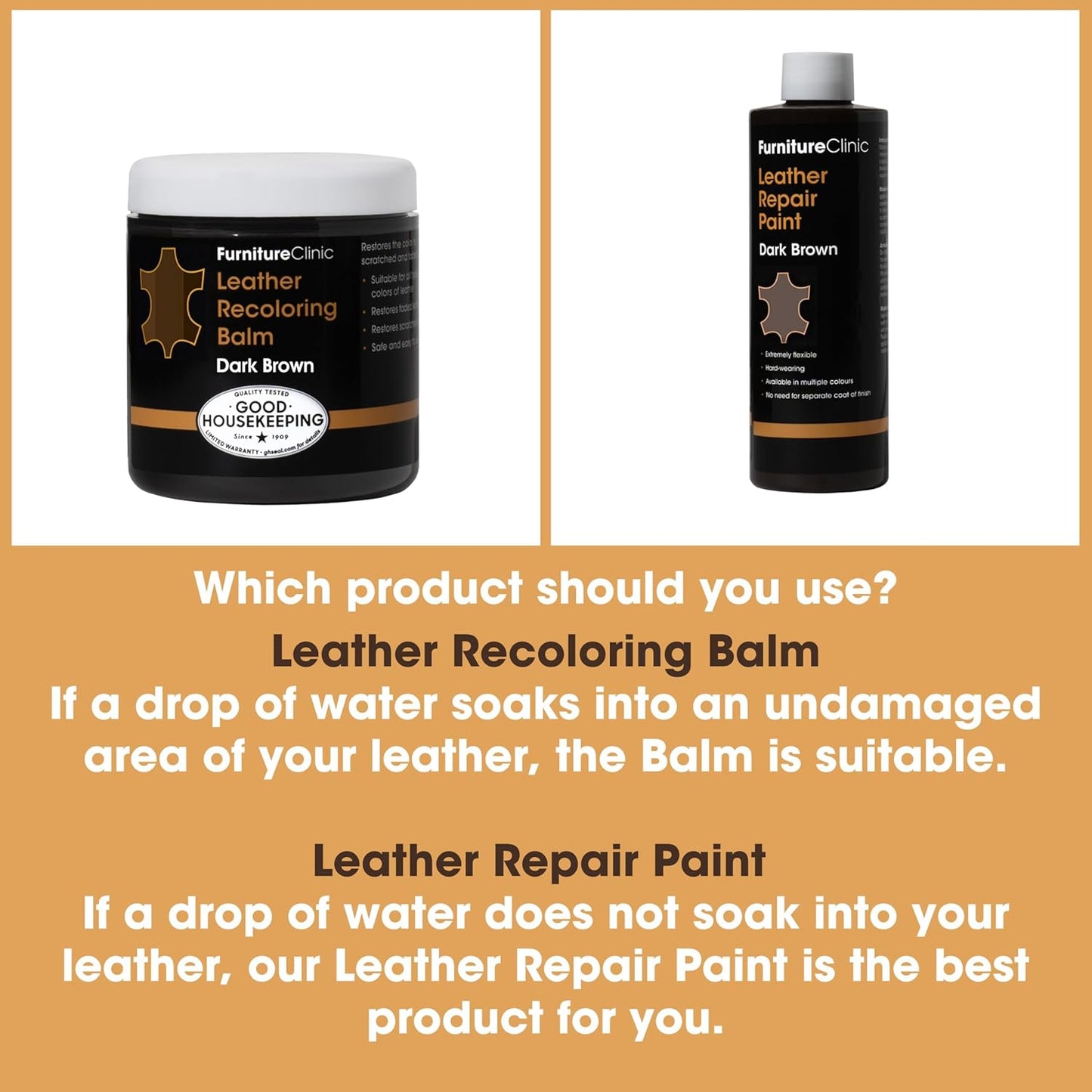 The Original Leather Recoloring Balm by Furniture Clinic - Camel Leather Dye for Furniture, Couches & Car Seats - Restore Scratched, Faded, & Damaged Surfaces