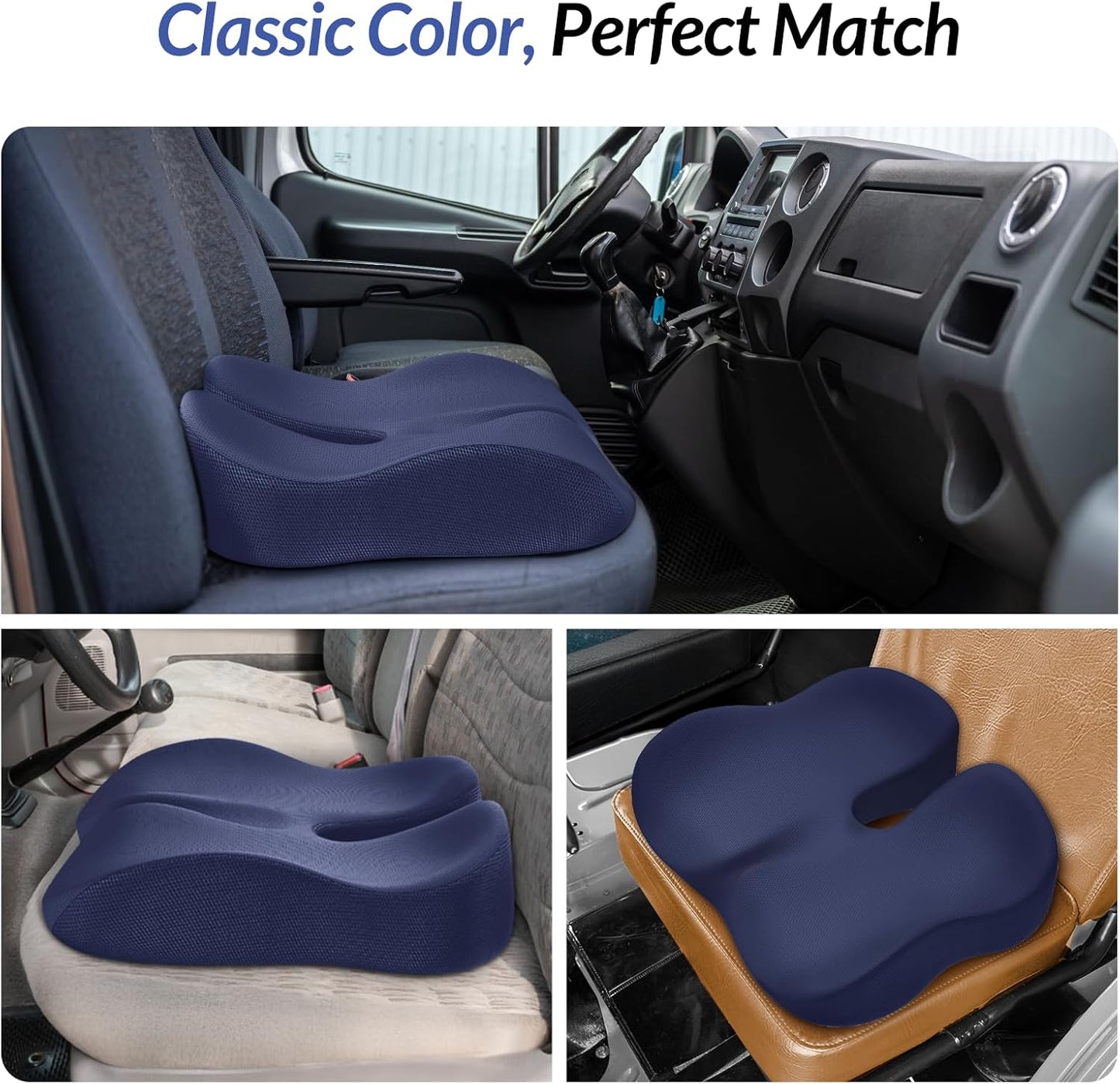 ZIKEE Car Seat Cushion for Driving with Cooling Gel, Ergonomic Memory Foam Seat Cushion for Car Provides Sciatica, Back, Tailbone Pain Relief and Intimate Ventilation, Anti-Slip & Breathable Cover