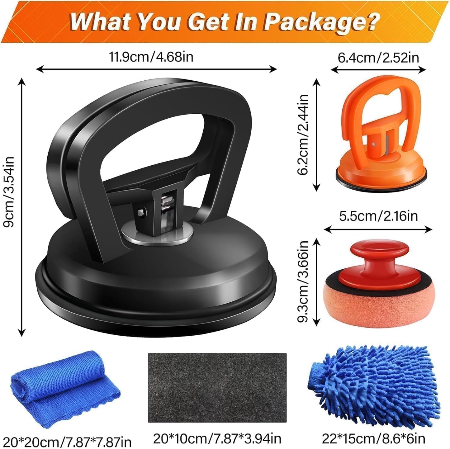 Dent Puller,3 Pack Car Dent Puller Car Dent Removal Kit Suction Cup Dent Puller Dent Remover Tool and Dent Repair Kit Handle Lifter for Cars Body,Glass,Screen,Objects Moving (Black+Orange)