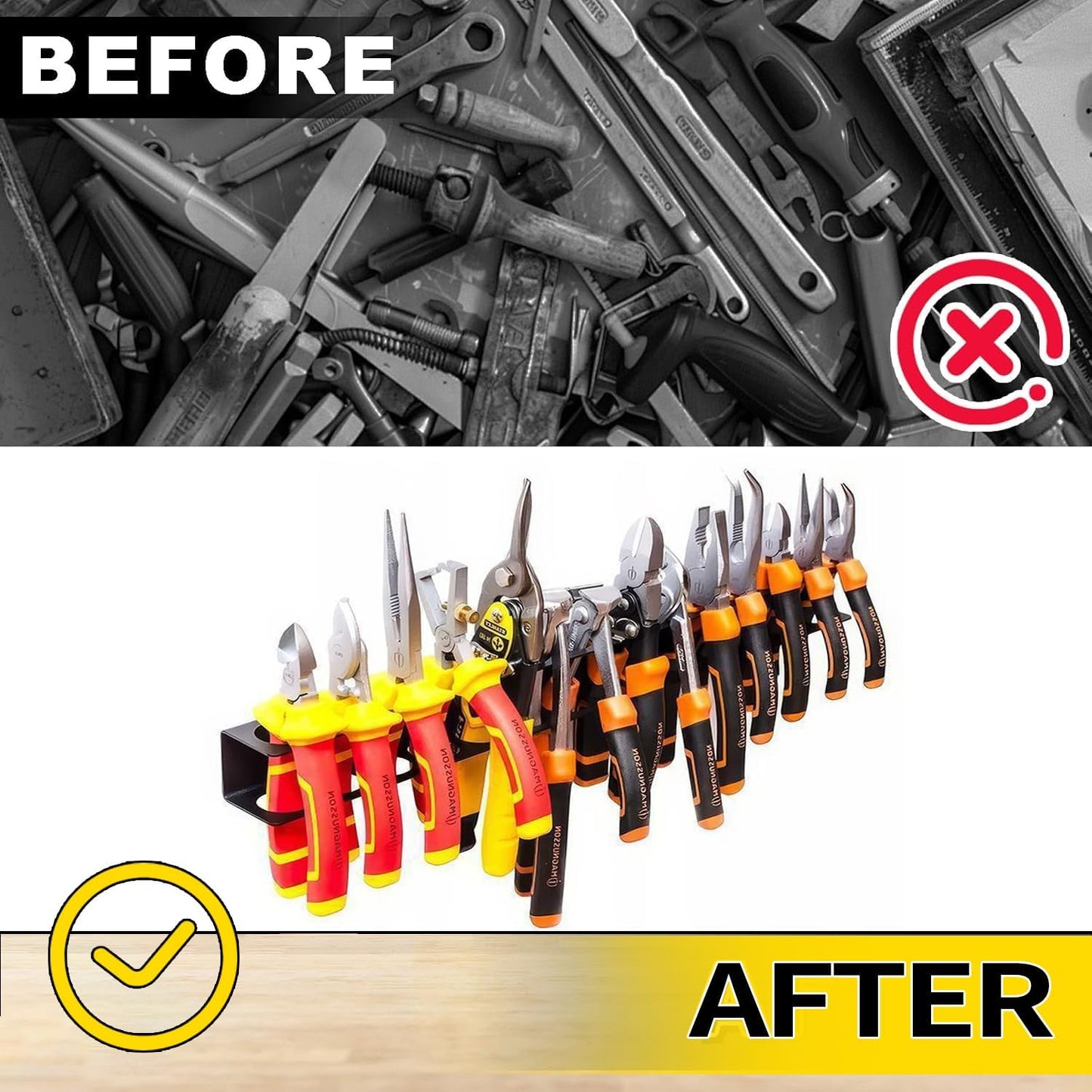 Screwdriver Plier Organizer Wall Mount Steel Wall Mount Tool Storage Rack Screwdriver Organizer Hand Tool Hammer Pliers Storage Rack For Garage Workshop Homes Workshops Sheds 1Pack