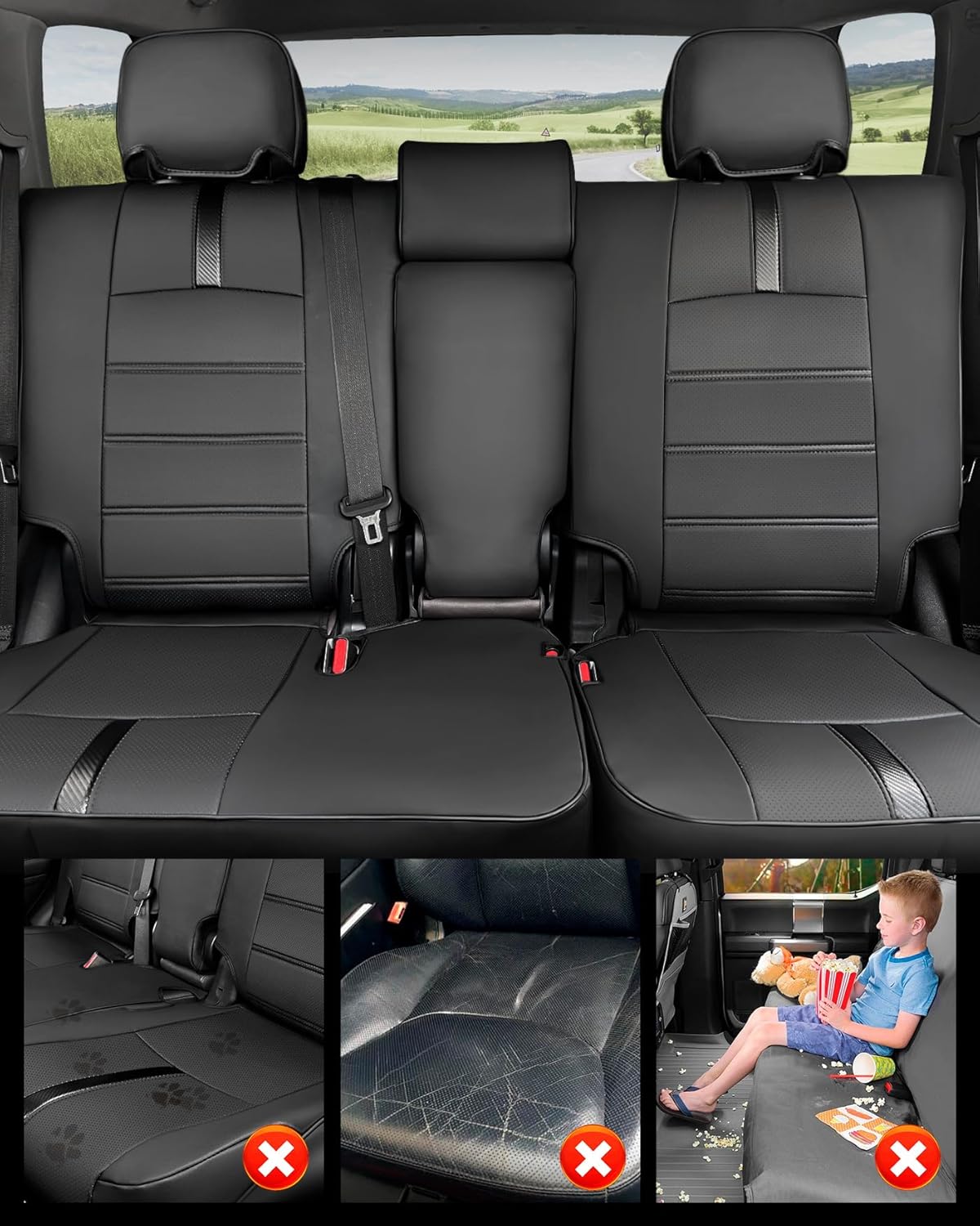 Seat Covers for Toyota 4Runner 2011-2024, (5 Seats Only) Full Set Full Coverage Waterproof Leather Seat Covers for 4Runner 2012 2013 2014 2015 2016 2017 2018 2019 2020 2021 2022 2023 Accessories