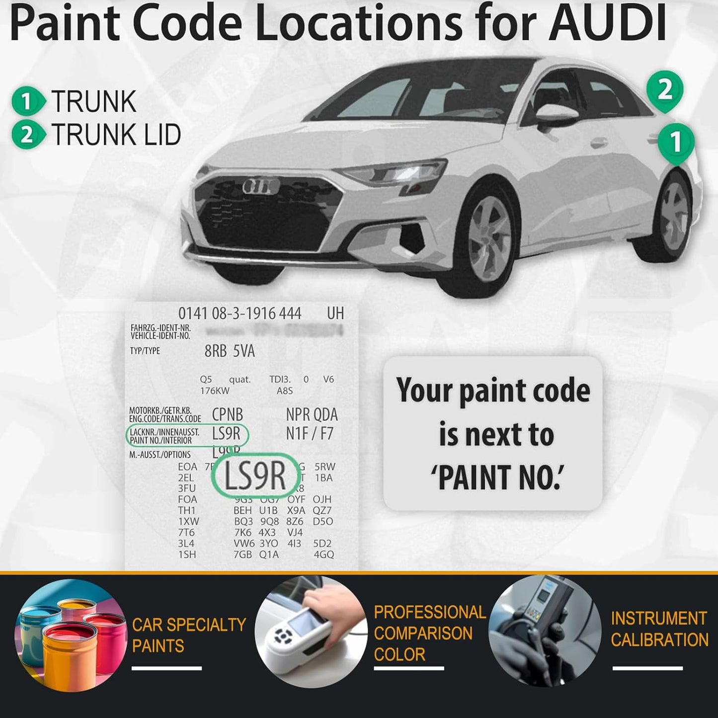 LY9C Ibis White Car Touch Up Paint for Audi, Color Accurate Car Paint Scratch Repair Pen Kit Quick & Easy Fix Vehicle Chips and Automotive Nicks Scuff