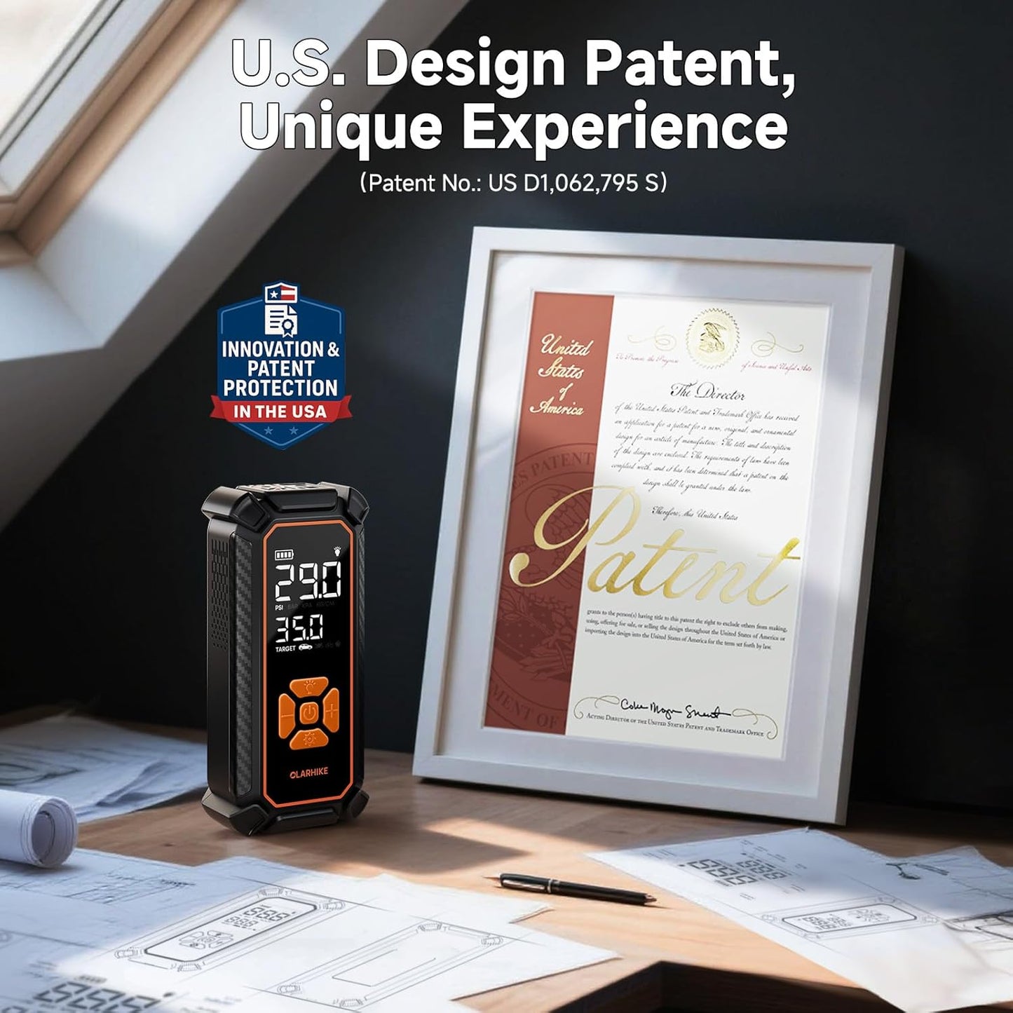 OlarHike Cordless Tire Inflator Portable Air Compressor, Quick Inflation, Air Pump for Car Tires, Pickup Truck, Motorcycle, Bicycle, Balls, Electric Pump with LED Light & Digital Pressure Gauge