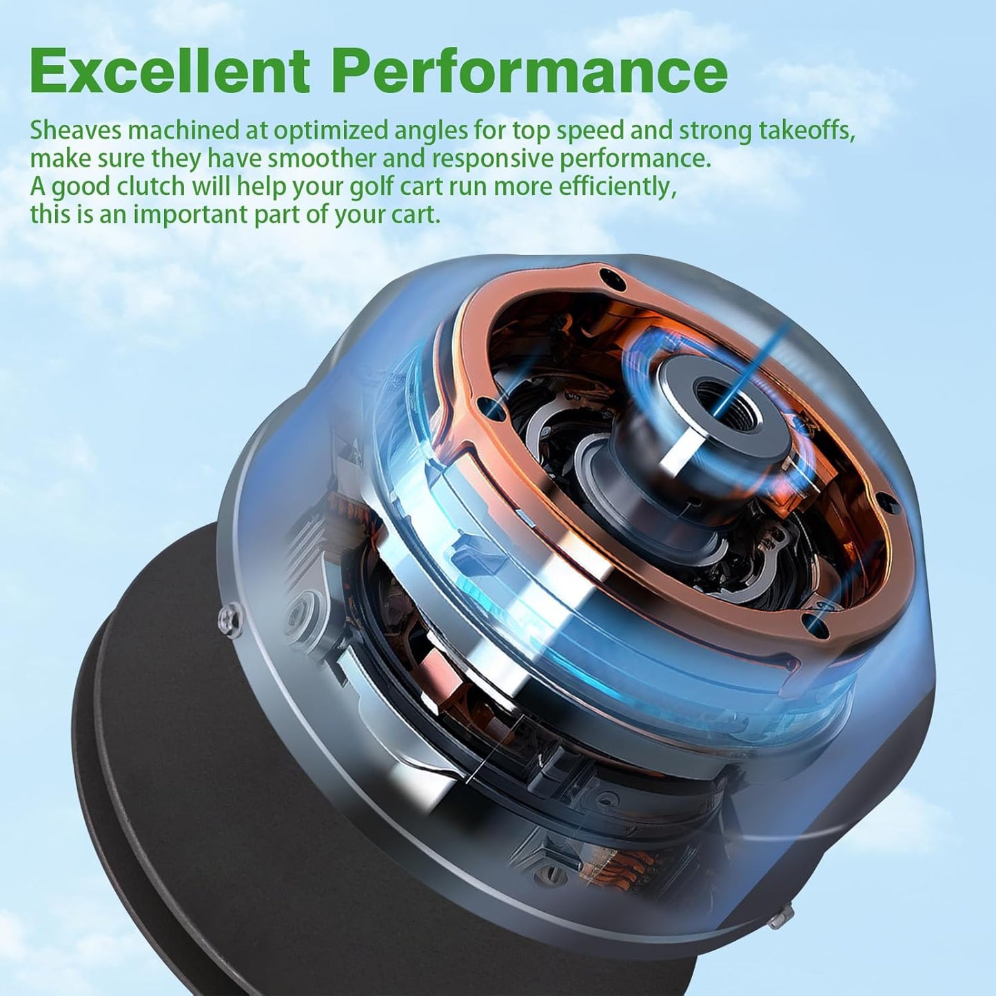 Golf Cart Primary Drive Clutch Kit Fits for Yamaha 1985+ G2 G8 G9 G14 G16 G22 4 Cycle Carts Gas Golf Cart Driven Clutch Assembly, OEM Number JN6-G6201-03 JN6-G6201-04