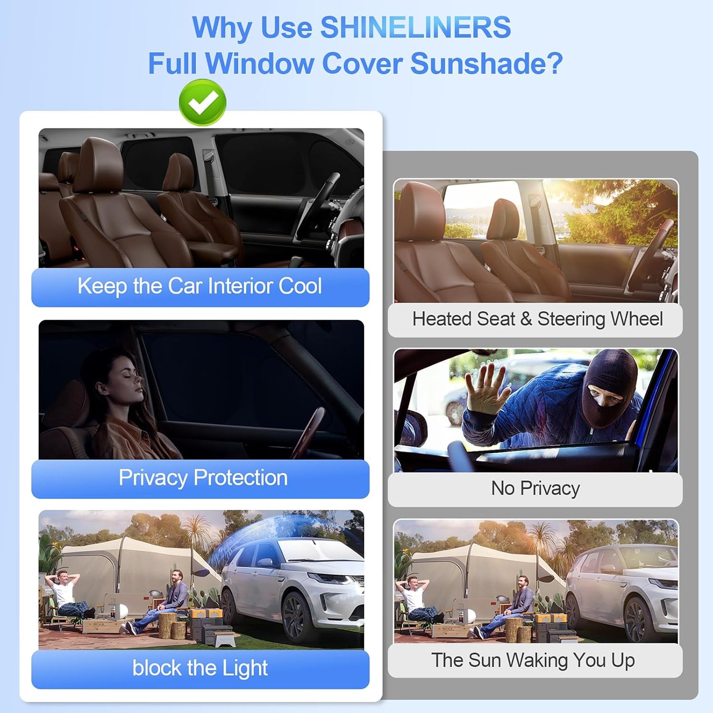 8pcs Car Window Shades for Kia Sorento 2016-2020 Accessories,Windshield Side Rear Full Sunshade,Sun Visor UV Blocking, Privacy Protection and Blackout for Camping Outdoor