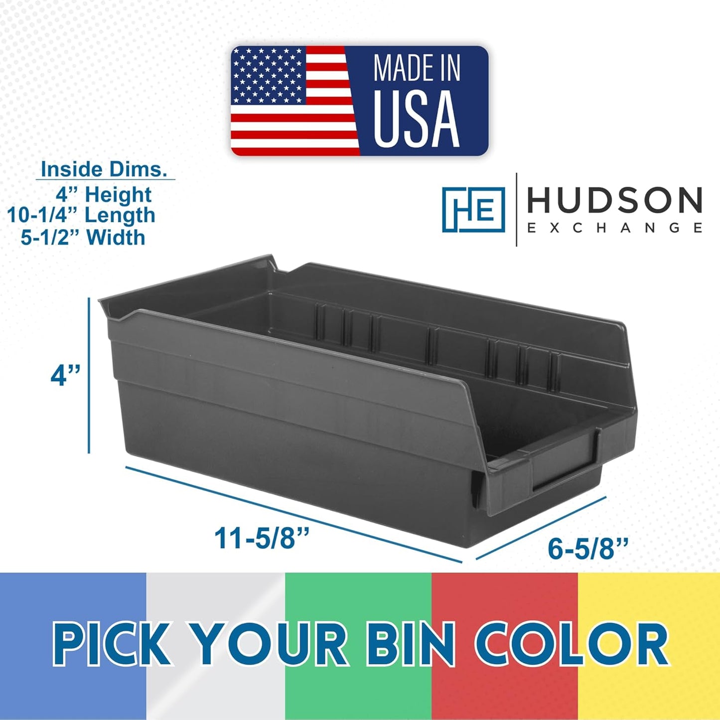 Hudson Exchange 36x14x33, 4-Tier (20 Bins Included), Industrial Wire Shelving Unit with Storage Shelf Bins, Chrome Rack (Yellow)