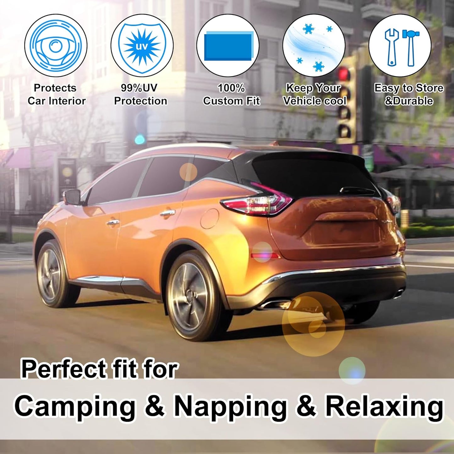 TINGLU Window Shades for Nissan Murano 2015-2024 Accessories Car Side Full Windows Rear Triangular Windshield Sun Shade Sun UV Rays & Privacy Protection for Camping,Napping,and Relaxing 8PCS