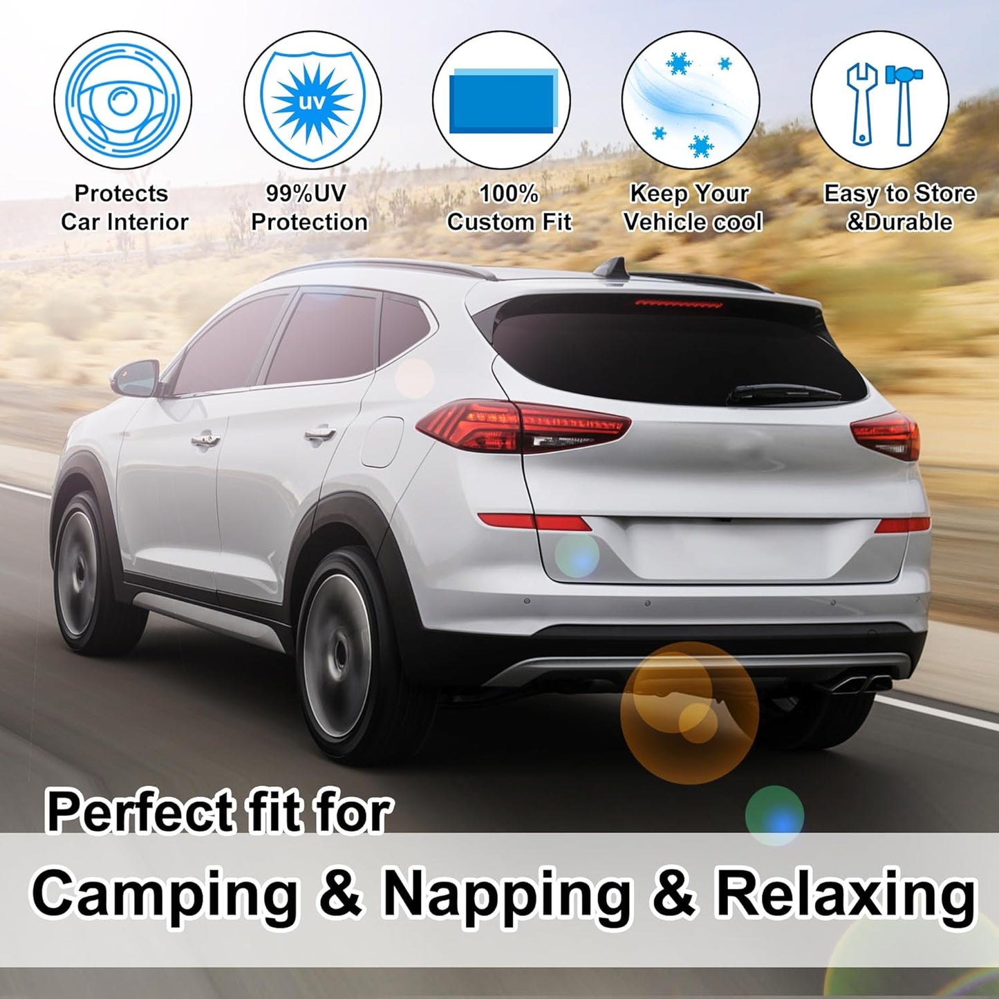 TINGLU Window Shades for Hyundai Tucson 2016-2021 (Not for 2022 Tucson) Accessories Car Side Full Windows Rear Triangular Windshield Sun Shade Sun UV Rays Privacy Protection for Camping Napping 8PCS