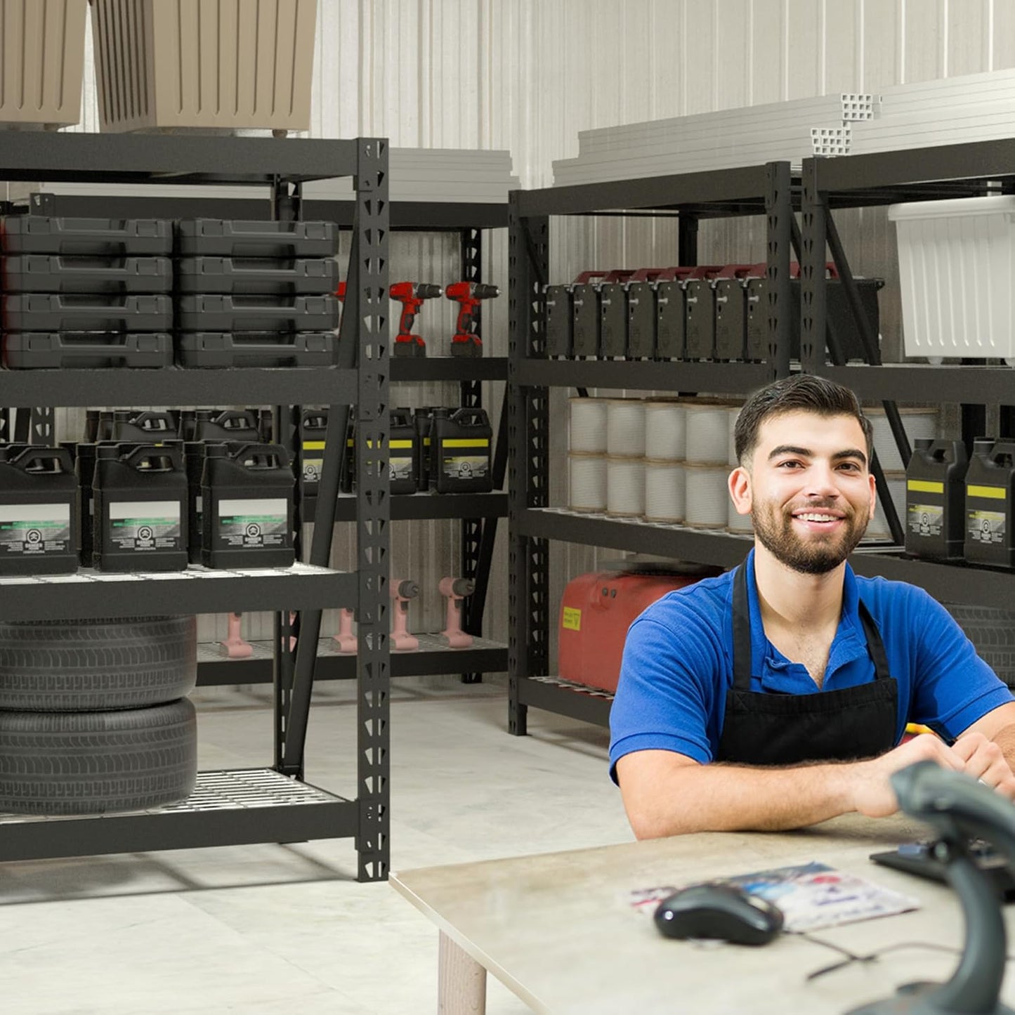 WORKPRO Garage Shelving, 68" W x 24" D x 65" H, 7200 LBS Load, Heavy Duty Metal Shelving for Storage, Industrial Shelving Storage Rack for Warehouse Kitchen Shop Basement, Black, Pack of 2