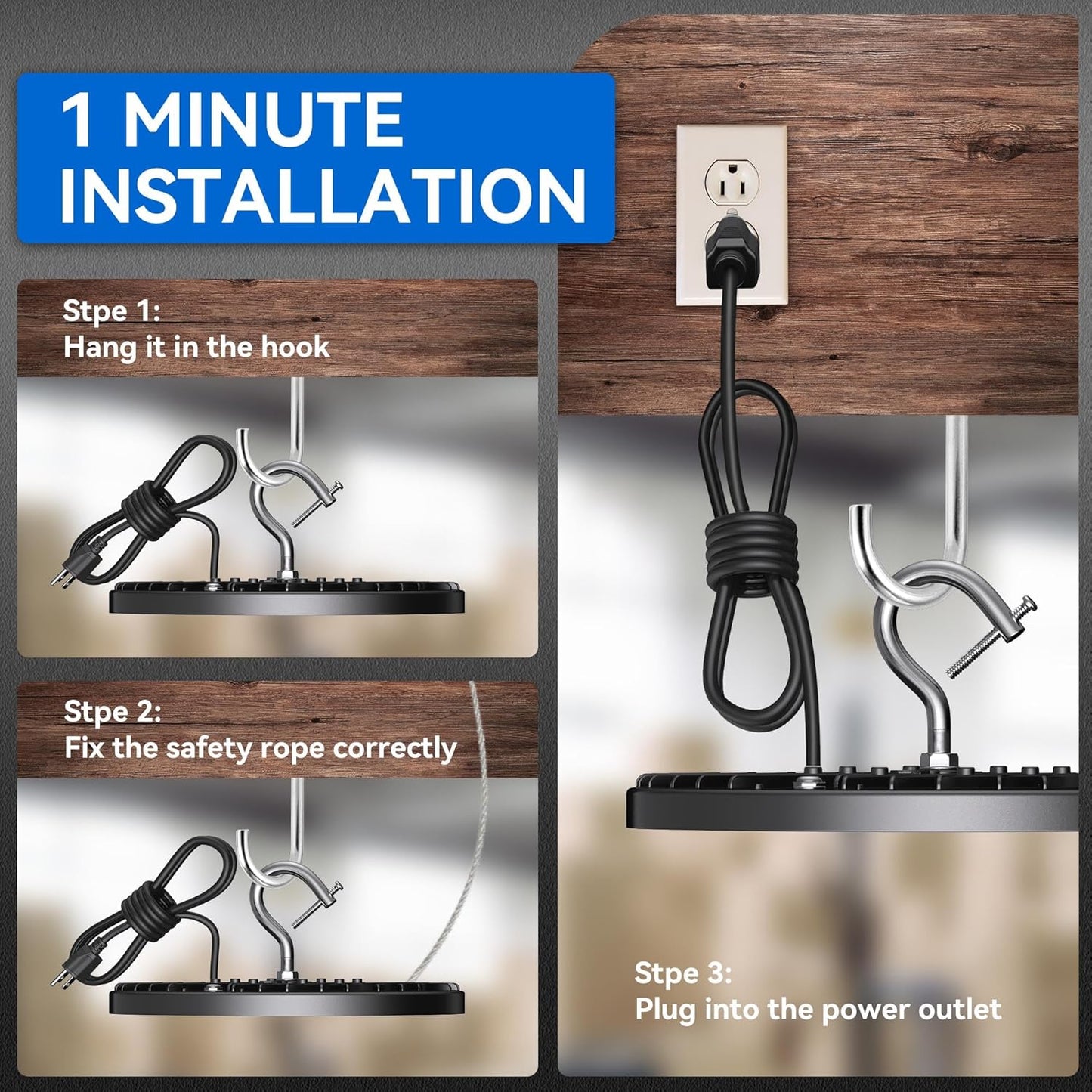 4 Pack UFO Led High Bay Light 150W(600W MH/HPS Equiv.), 21000lm, 4000K Daylight High Bay Led Light with 5' Cable US Hook, IP65 Waterproof Commercial Light Fixture for Warehouse Workshop Barn Factory