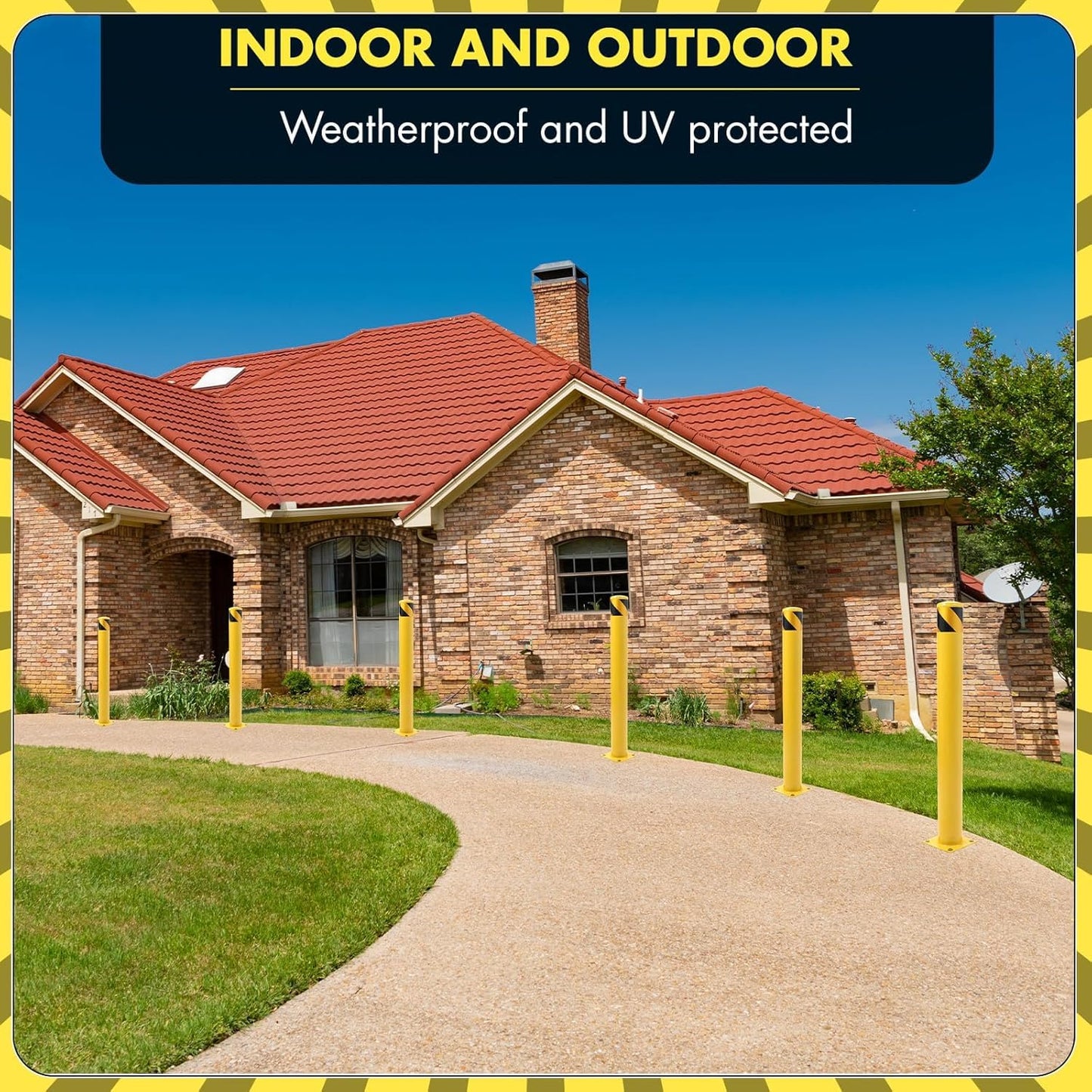 2 Pack Safety Bollard Post, 30 Inch Height 4.5 Inch Diameter Yellow Pipe Safety Steel Bollards with Anchor Bolts and Wrench, Steel Bollards for Road Warning Construction Public Place Traffic Control