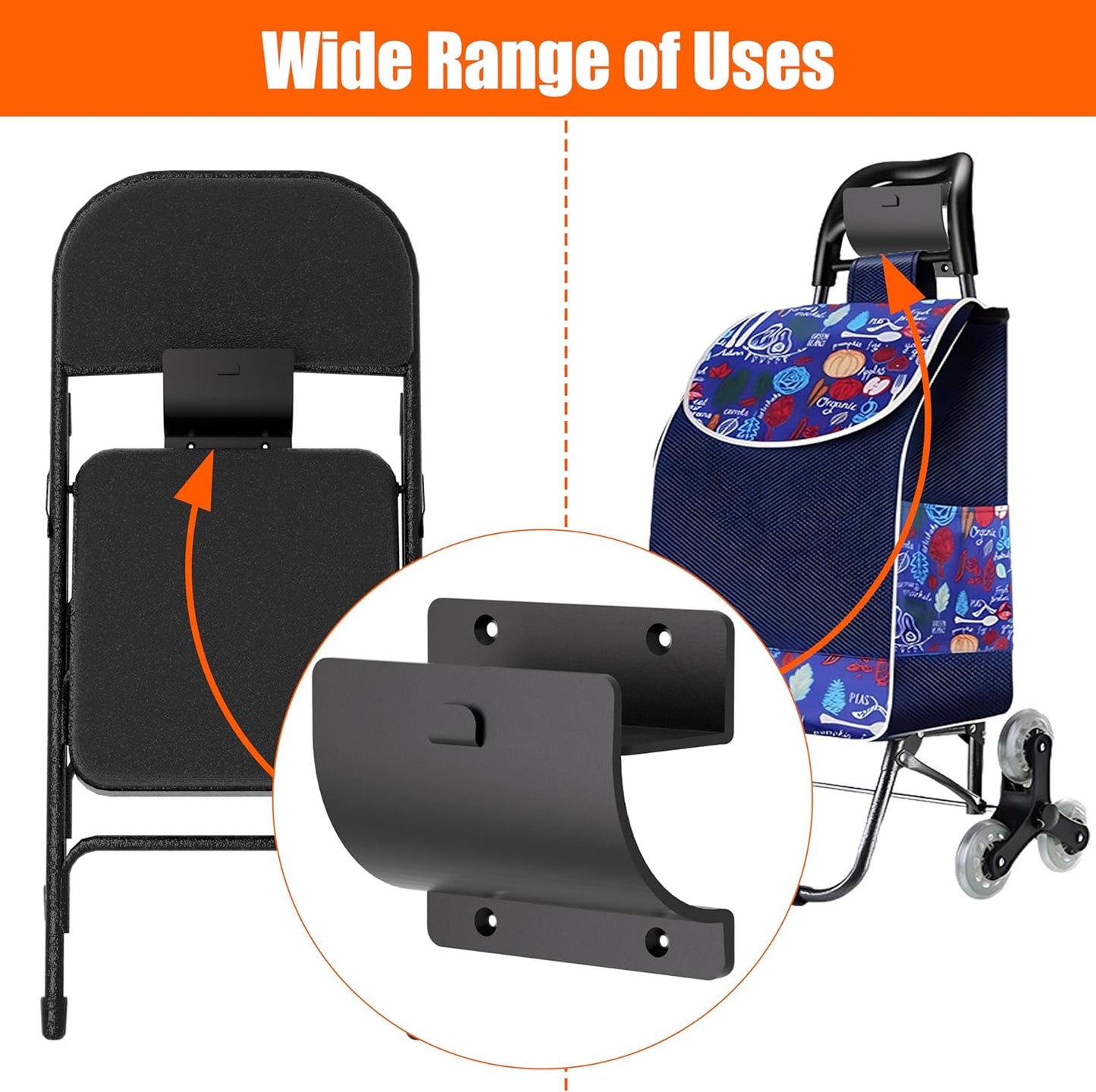 Ladder Hooks, 2 Pack Ladder Hangers for Garage Wall Wheelbarrow Hanger for Home Storage