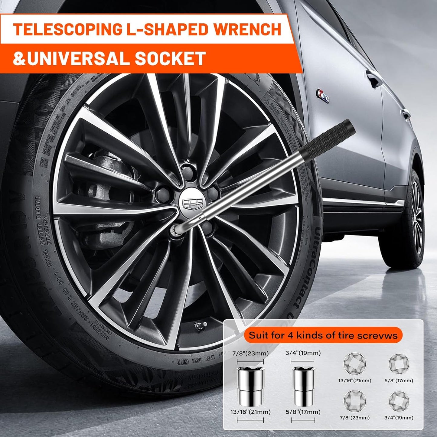 Universal Scissor Jack 2 Ton, 5.1"-16.9" Lifting Range Heavy Duty Car Jack Kit with Jack Pad, Portable Tire Changing kit with Lug Wrench, Tire Jack for Car SUV MPV