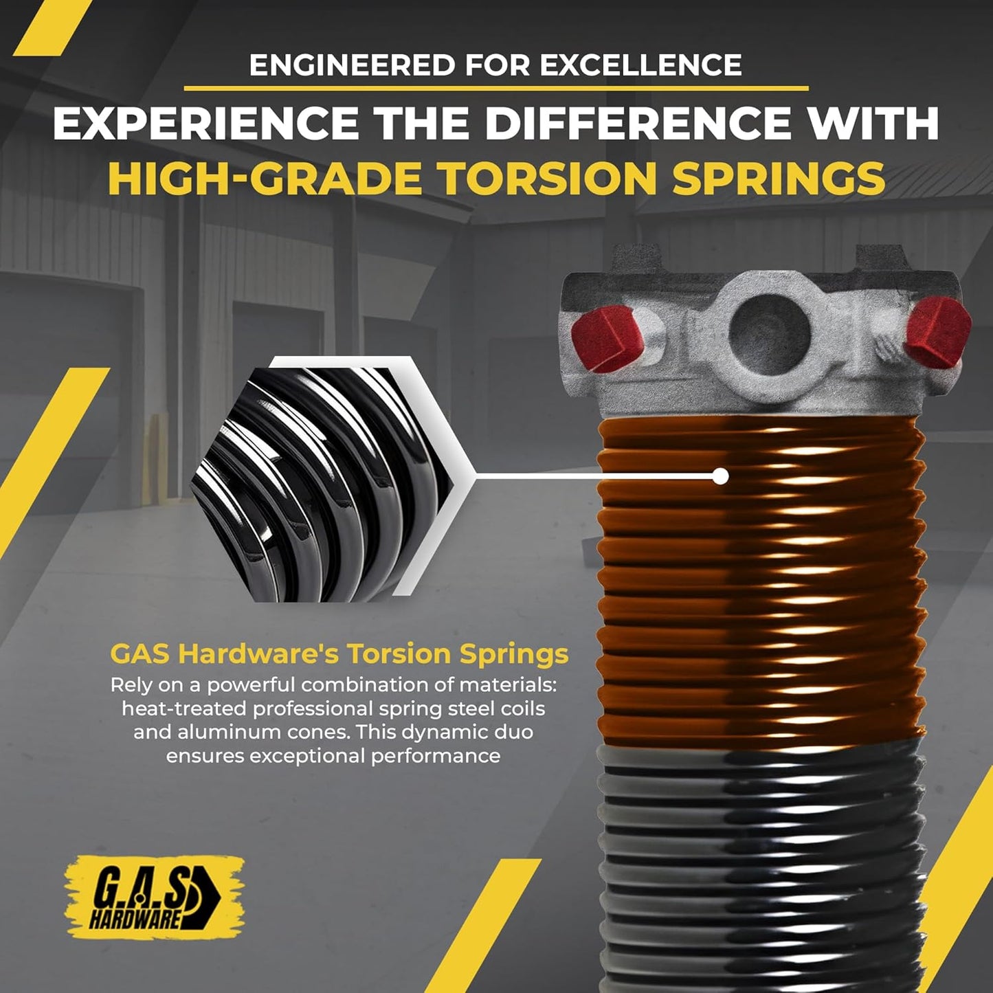 Garage Door Torsion Spring 192x2x24 Torsion Springs for Left Side of Garage Door with 1" Steel Bearing, Gloves, and Winding Bars Precision E-Coating 5-Year Warranty Minimum 30,000 Cycles (Red Cone)
