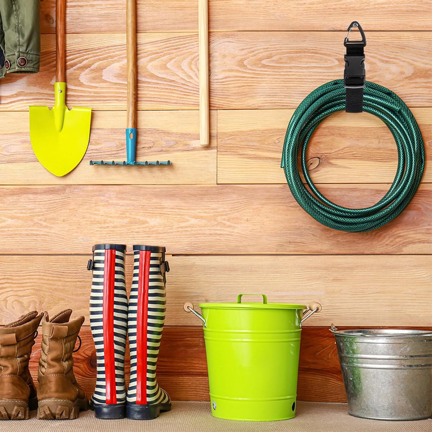 6 Pack 17 Inch Adjustable Extension Cord Holder Organizer with Triangle Clips Heavy Duty Storage Straps Extension Cord Hanger for Men Workshop and Garage Organization and Storage (Black)