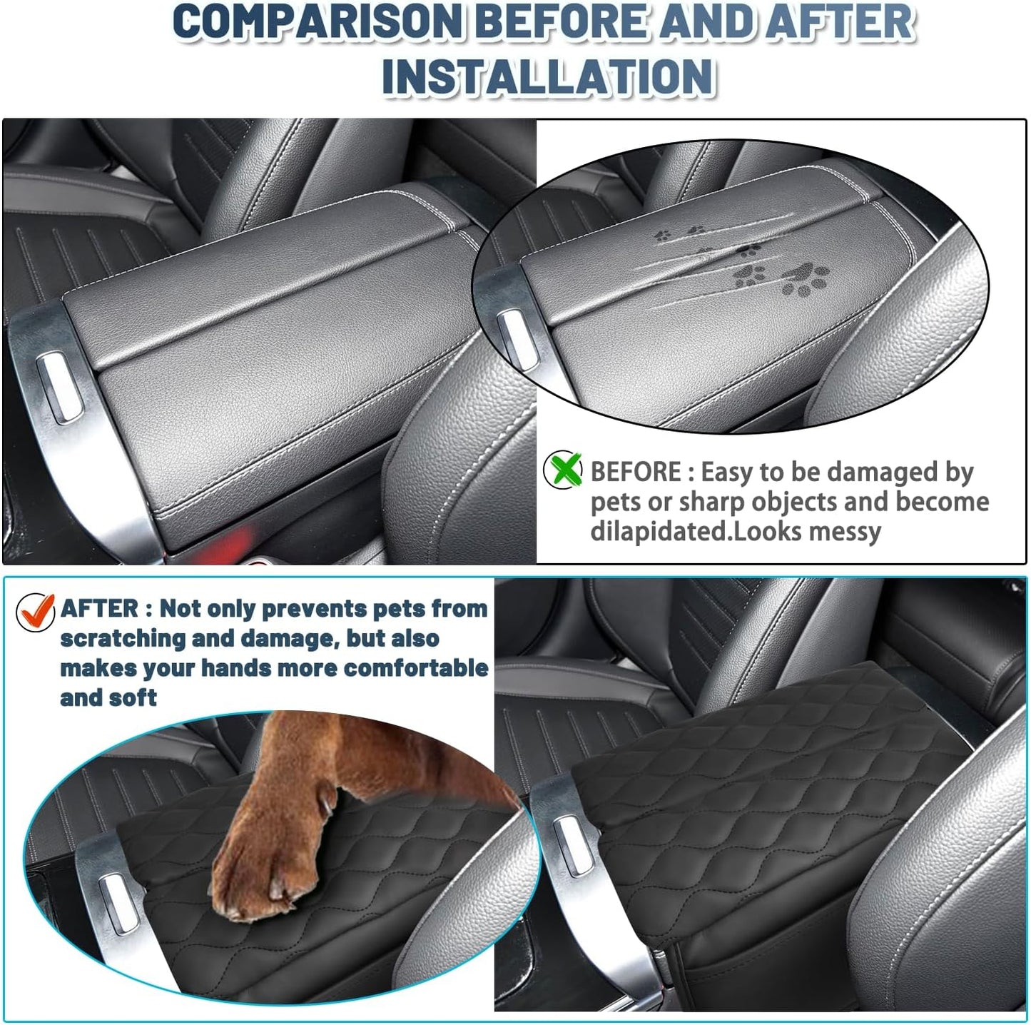 Ruiya C300/C300 4MATIC/AMG C43/AMG C63 Armrest Cover,for C300 Mercedes Benz Accessories Center Soft Comfy Console Lid Cover Compatible with 2022 2023 2024 2025 Mercedes Benz C-Class W206