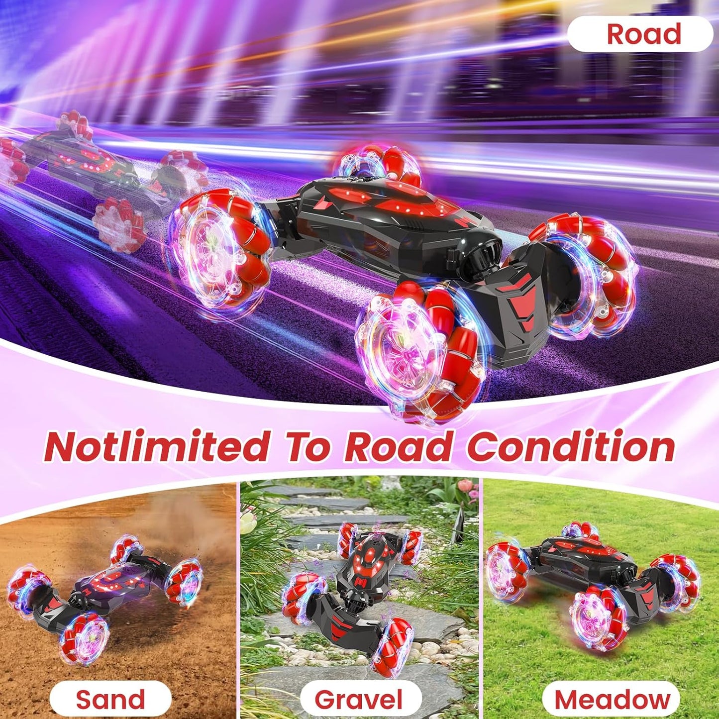 Gesture Sensing RC Stunt Car,Remote Control Car Toys for Ages 5-13,Drift Cars with Lights Music,4WD 360° Spins All Terrains Kids Toys RC Cars, 8-12 Best Birthday Gift for Kids