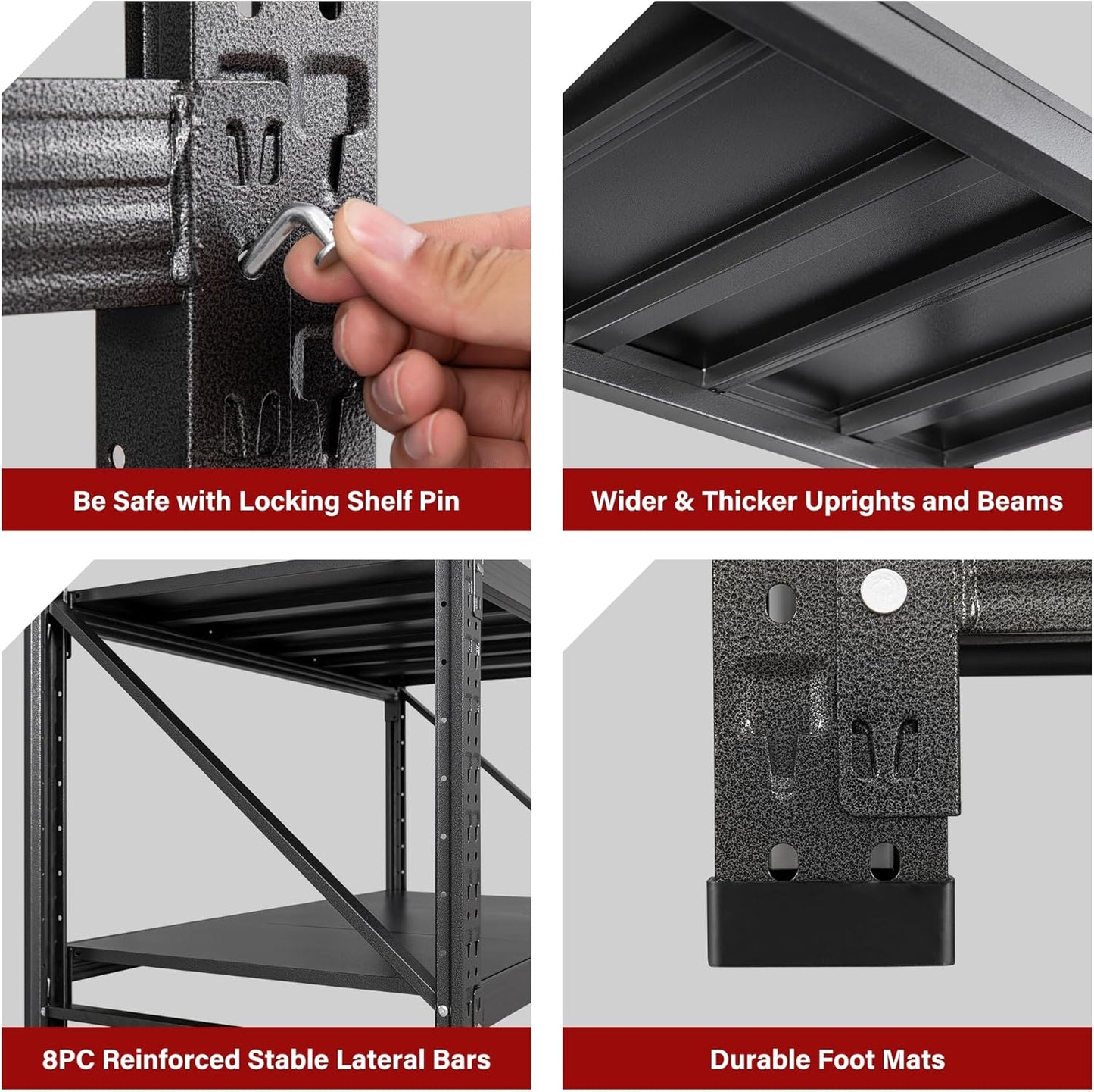 5000LBS Heavy Duty Garage Shelving Units,60" Wide & Deep Storage Shelves,Metal Garage Shelves,Large Storage Rack,Steel Shelf,Industrial Shelving for Shop,Warehouse,Basement,60" W x 24" D x 70" H