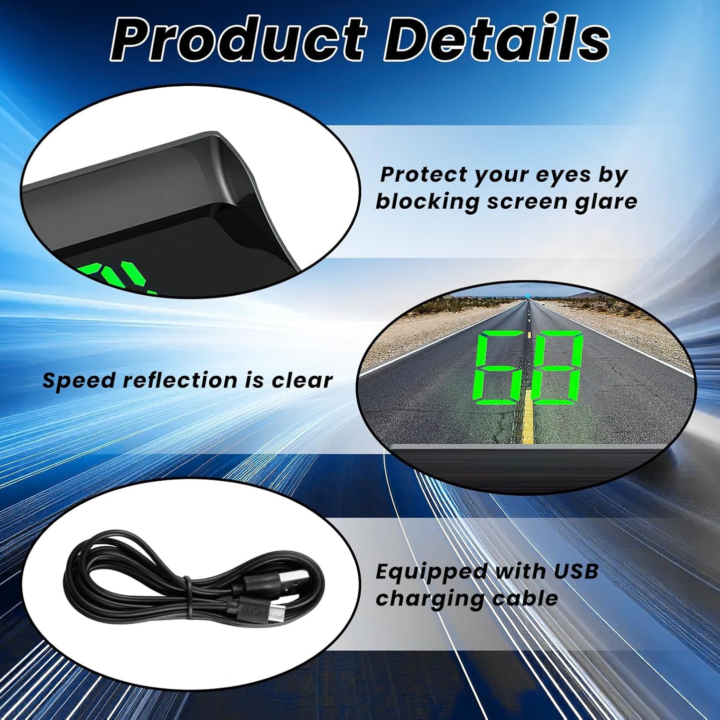 GPS Digital Speedometer for Car MPH, Universal HUD Speed Meter with LED Large Font, Plug Play for Car Truck Motor SUV Golf Cart All Vehicles (HUD Speedometer (Green Display))