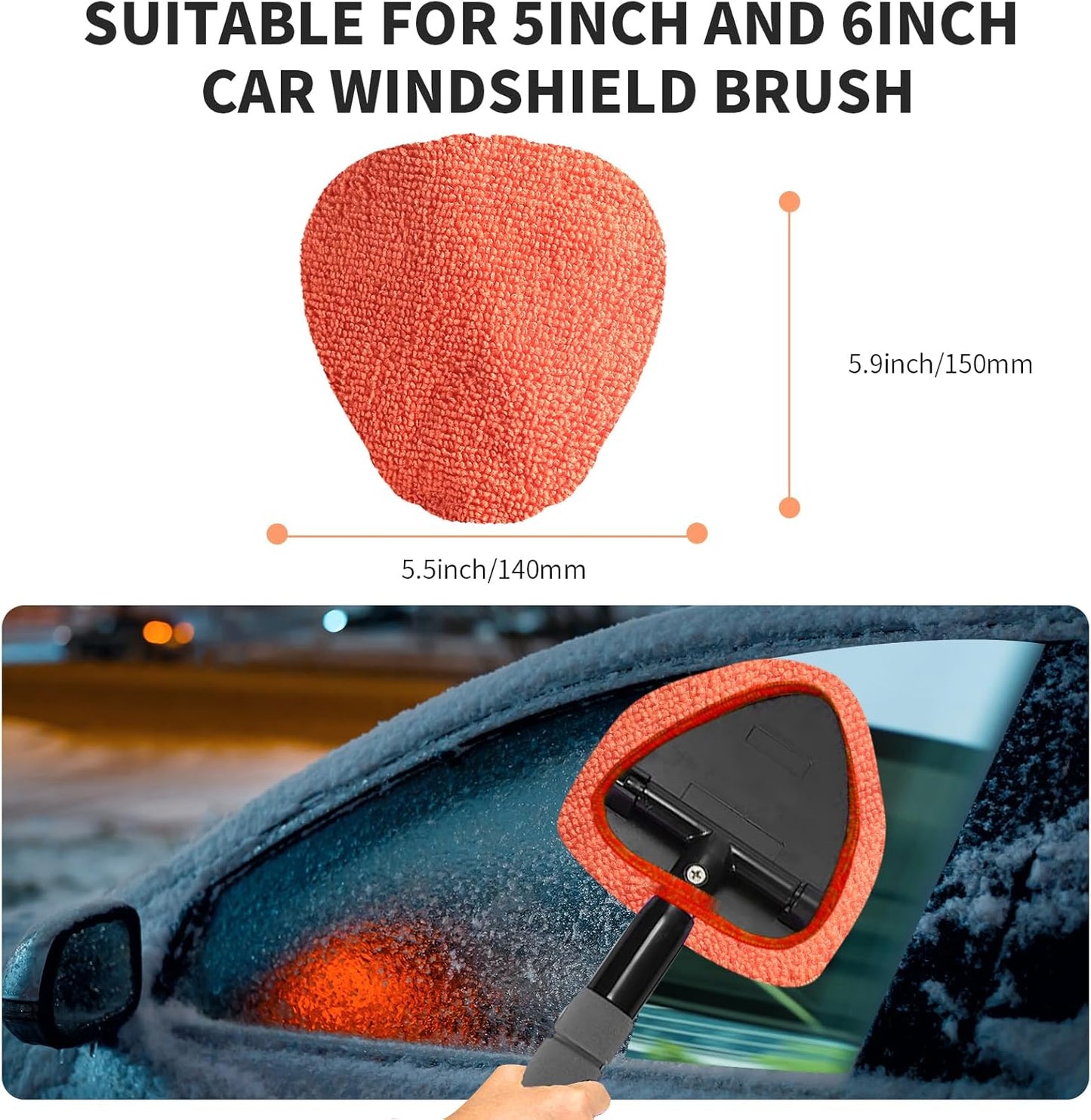 XINDELL 5 Pack Microfiber Pads – Replacement Heads Cover for Xindell Windshield Cleaner Tools. Washable & Reusable Triangle Pads (Red). Fits Window Reach Tool - Handle Not Included