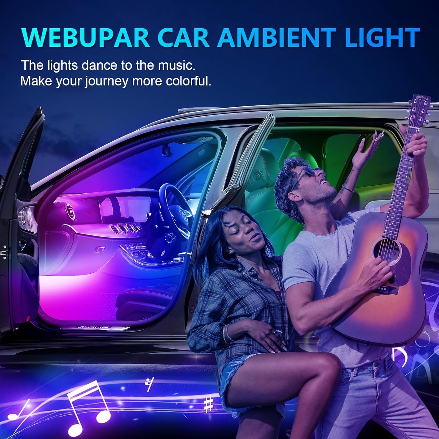 WEBUPAR Dreamcolor Acrylic Car Interior Led Kit, Car Accessories 22 in 1 RGB Car Ambient Lighting Kits with APP Control and 213 Color Modes, Multicolor RGBW Neon Car LED Strip Lights with Music Mode