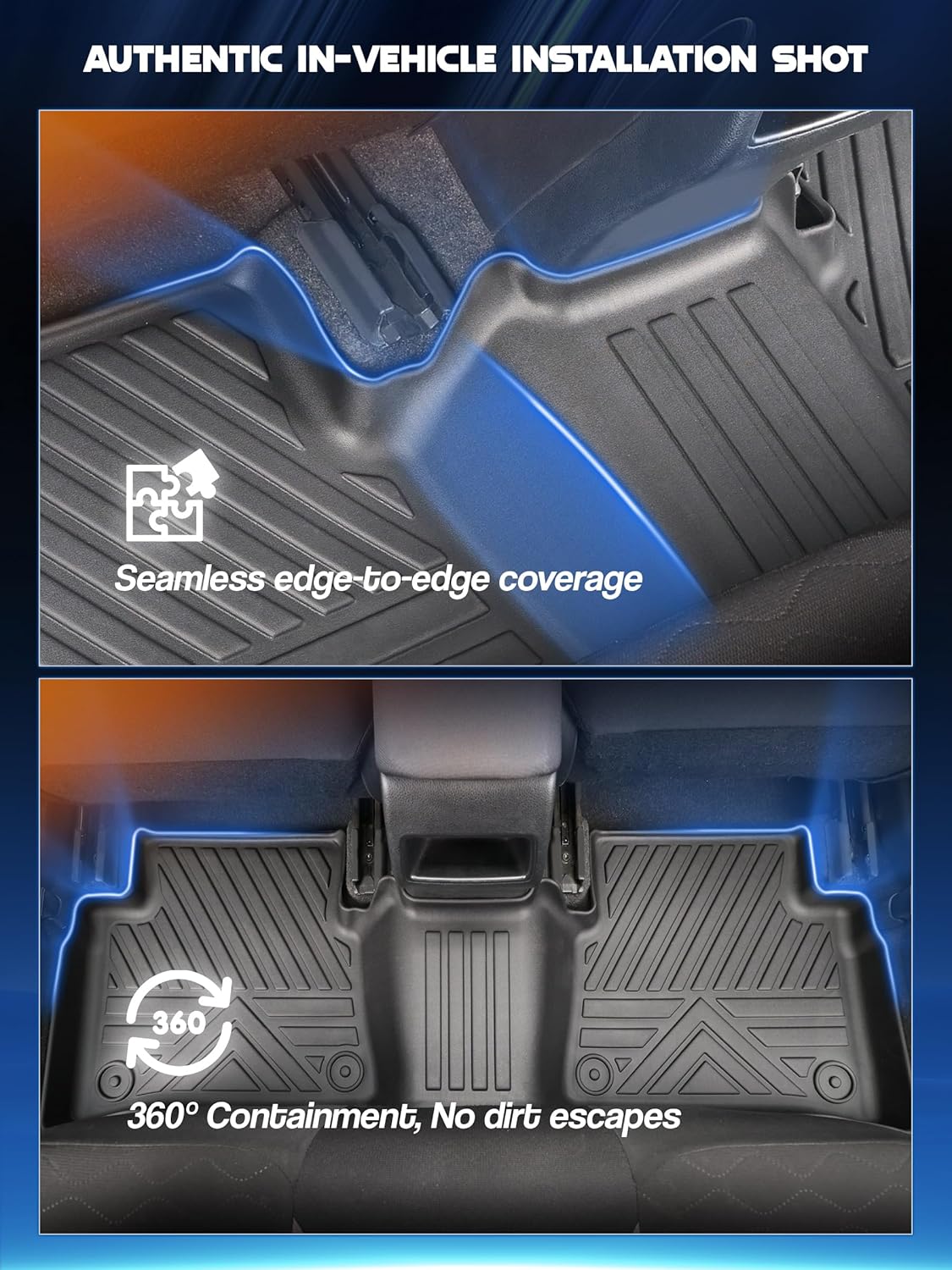 Car Floor Mats for 2018-2024 Chevrolet Equinox/GMC Terrain (Not for EV) Accessories,TPE All Weather Protection Floor Mats,Custom Fit 1st&2nd Row Car Floor Liners Set,Heavy Duty Accessories,Black