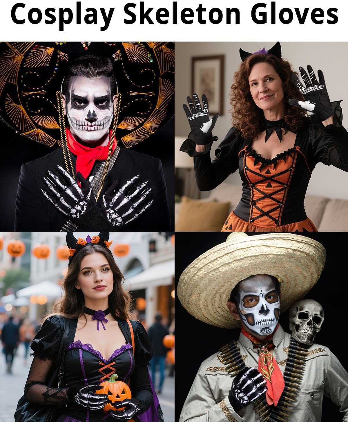 RIGWARL Skeleton Motorcycle Gloves Men Women Touchscreen, Non-Slip Mountain Bike Gloves for Men Cycling, Lightweight Dirt Bike Riding Bicycle Glove