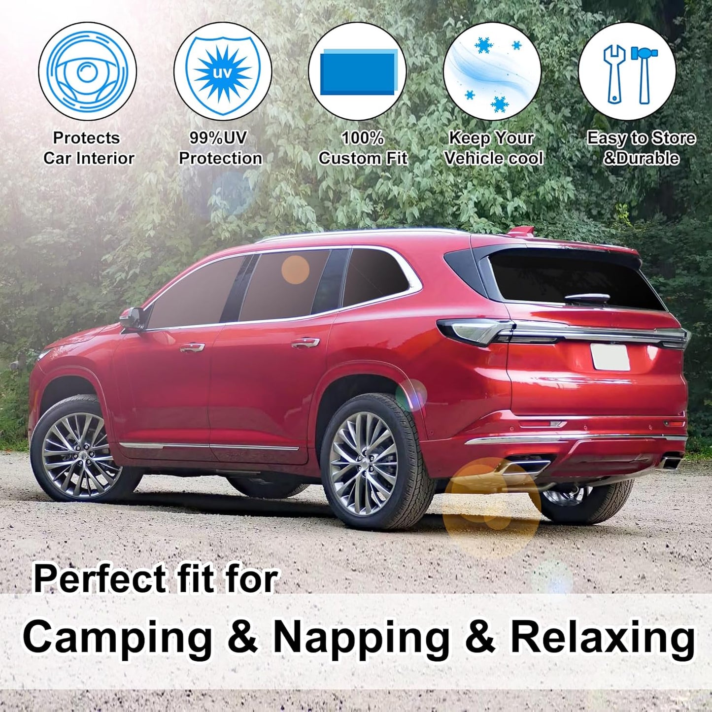 TINGLU Window Shades for Buick Enclave 2010-2017 Accessories Car Side Full Windows Cover Camping Rear Triangular Windshield Sun Shade Sun UV Rays Privacy Protection 8PCS