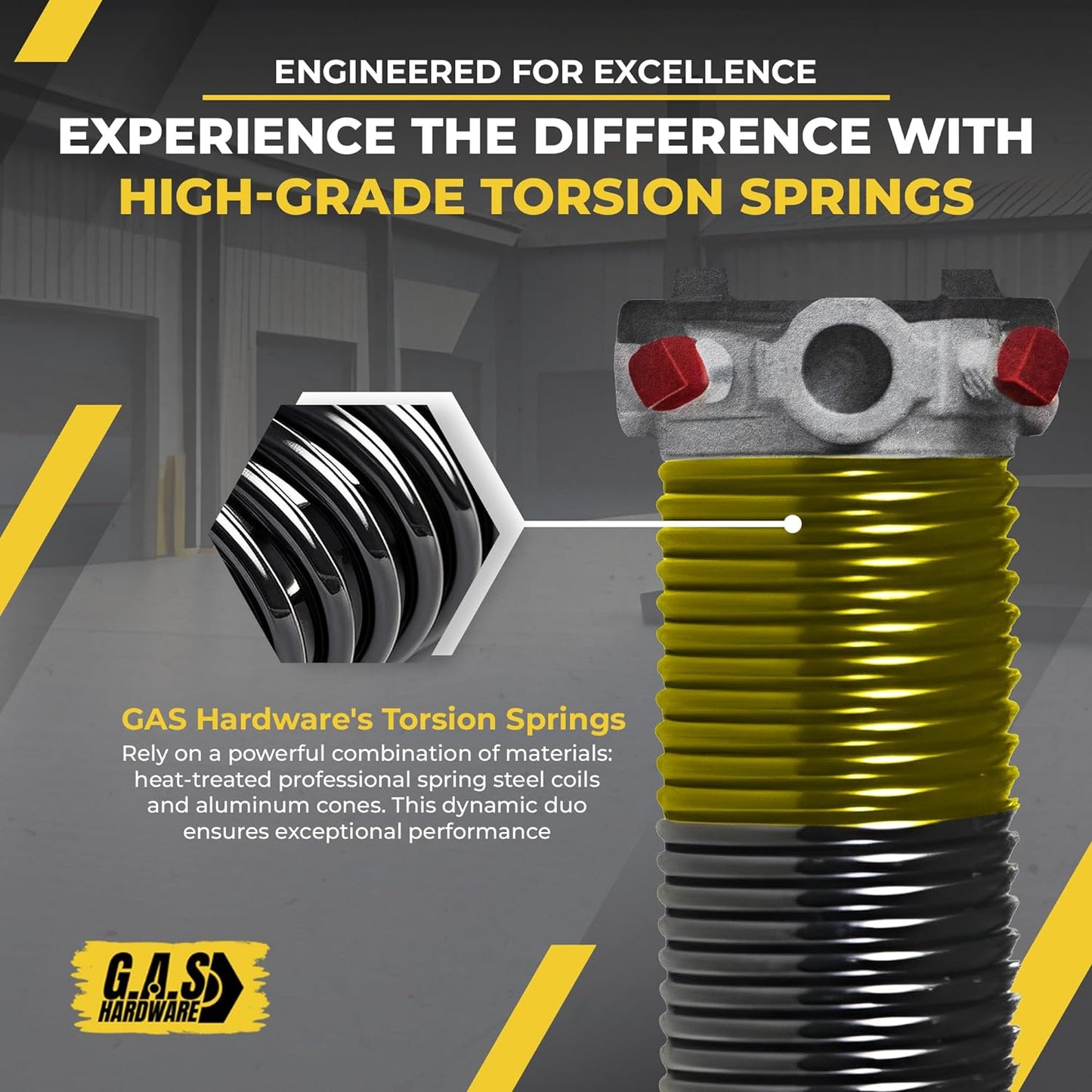 Garage Door Torsion Spring 250x2x29 Torsion Springs for Right Side of Garage Door with 1" Steel Bearing, Gloves, and Winding Bars Precision E-Coating 5-Year Warranty Minimum 30,000 Cycles (Black Cone)